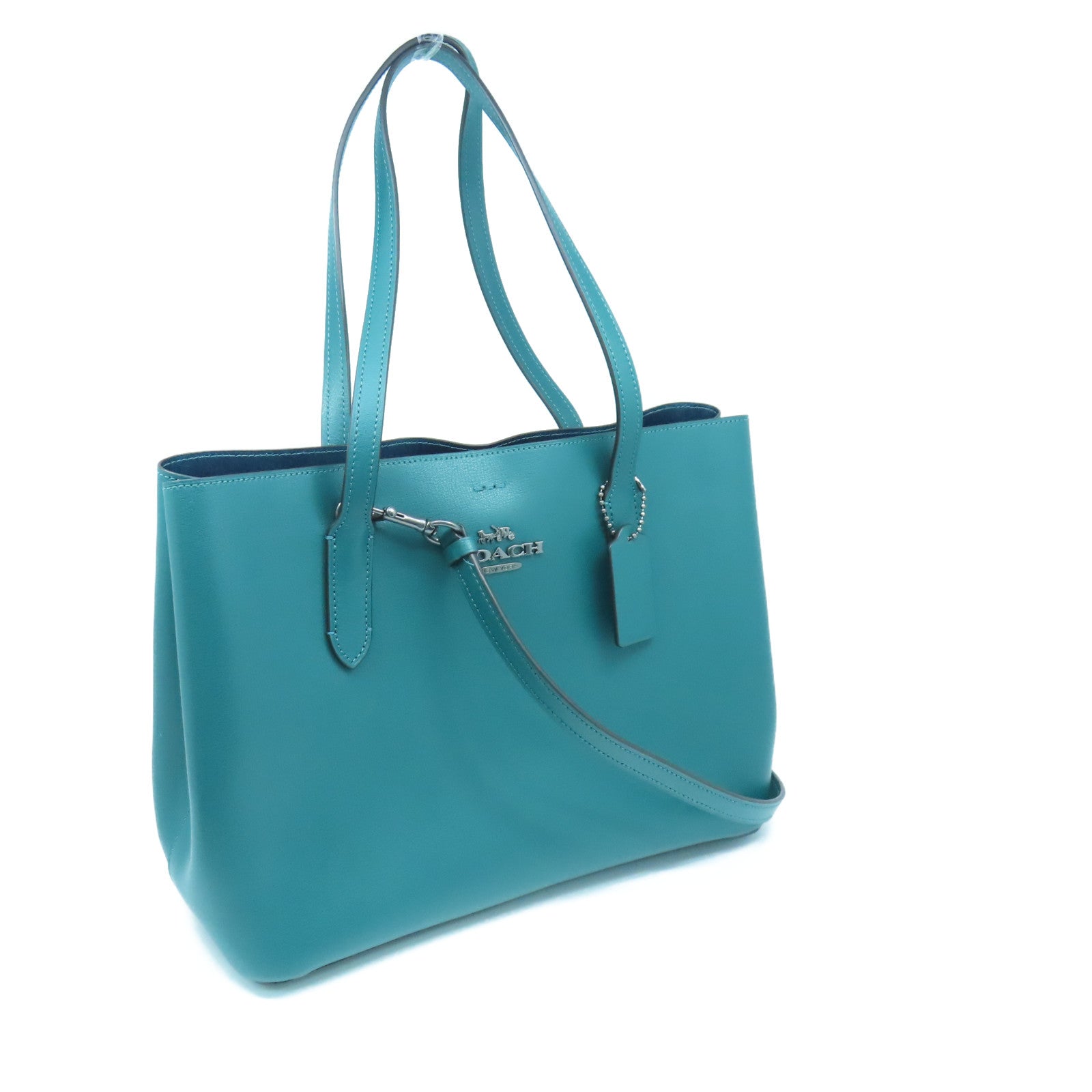 COACH 牛皮皮革Tote Bag銀扣手挽肩背兩用袋綠色