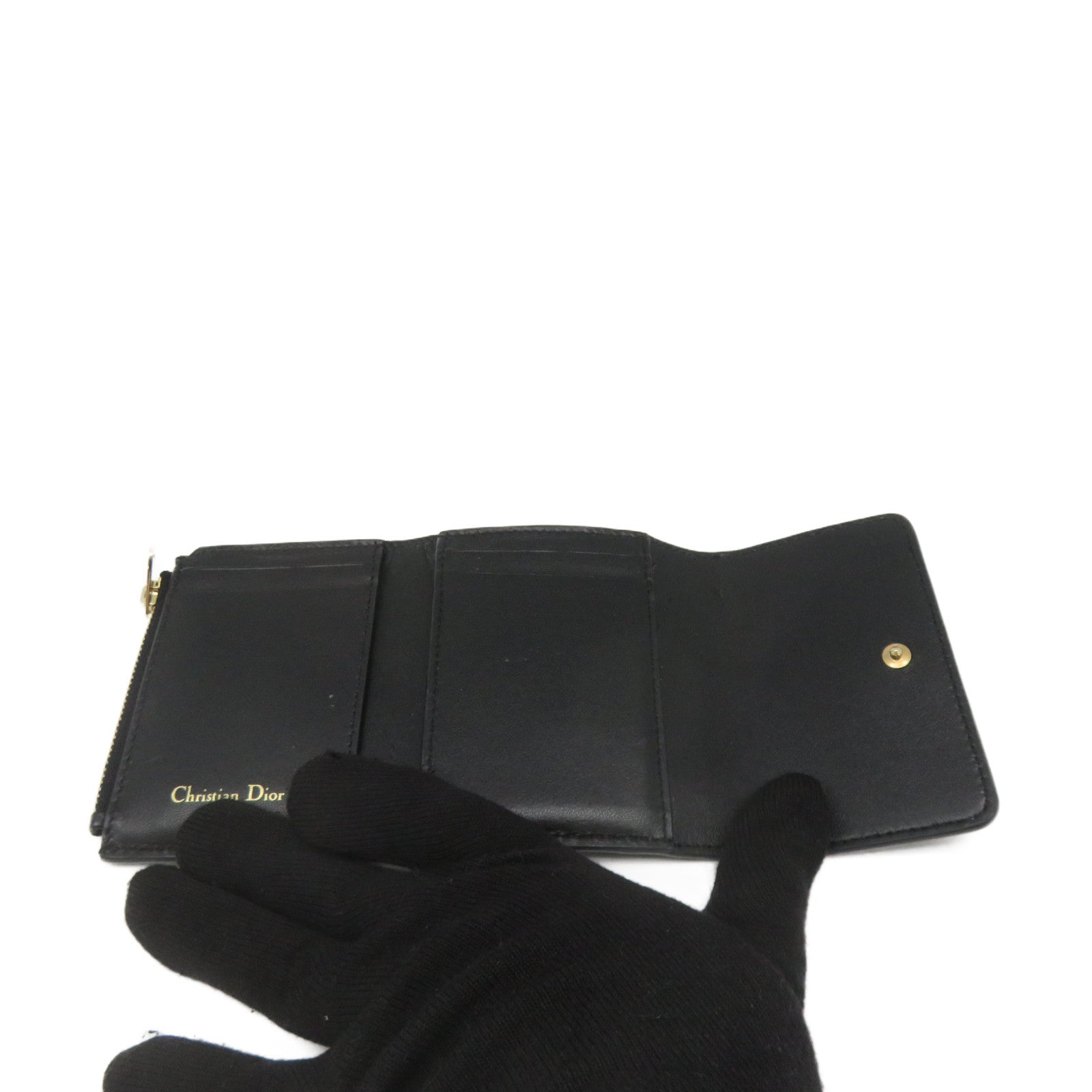 Dior cowhide leather Short Wallet short wallet black