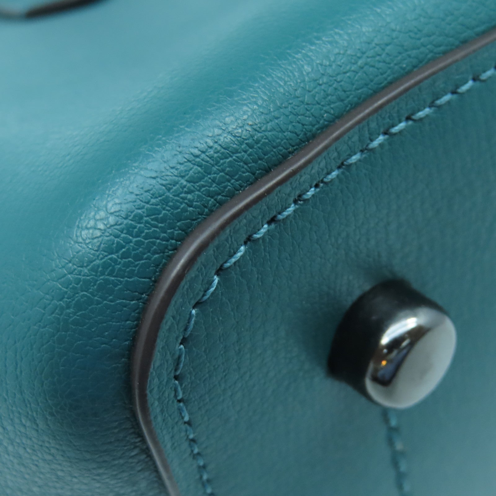 COACH 牛皮皮革Tote Bag銀扣手挽肩背兩用袋綠色