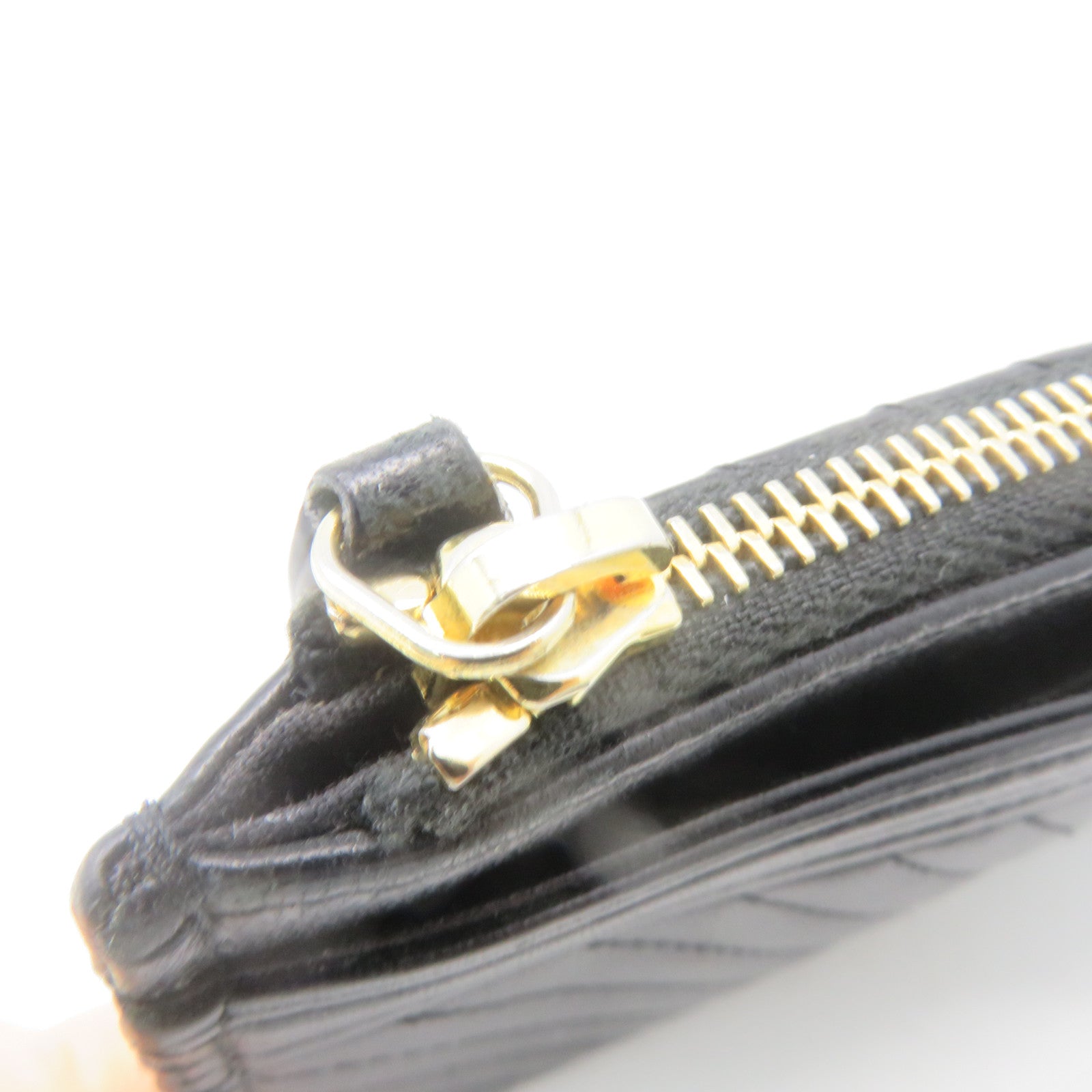CHANEL 斜紋牛皮皮革Pouch金扣手提包黑色