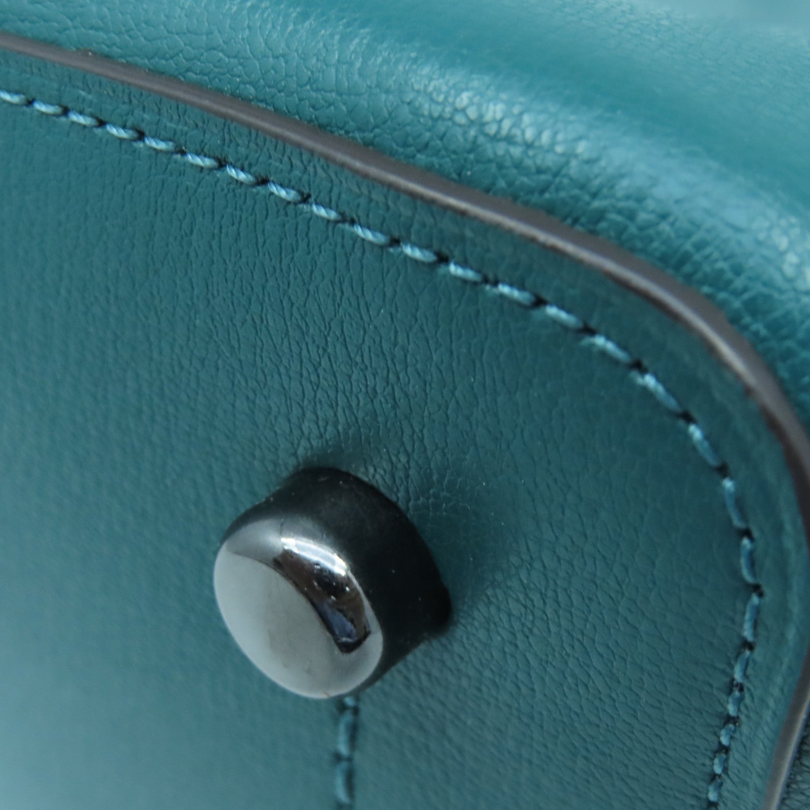 COACH 牛皮皮革Tote Bag銀扣手挽肩背兩用袋綠色