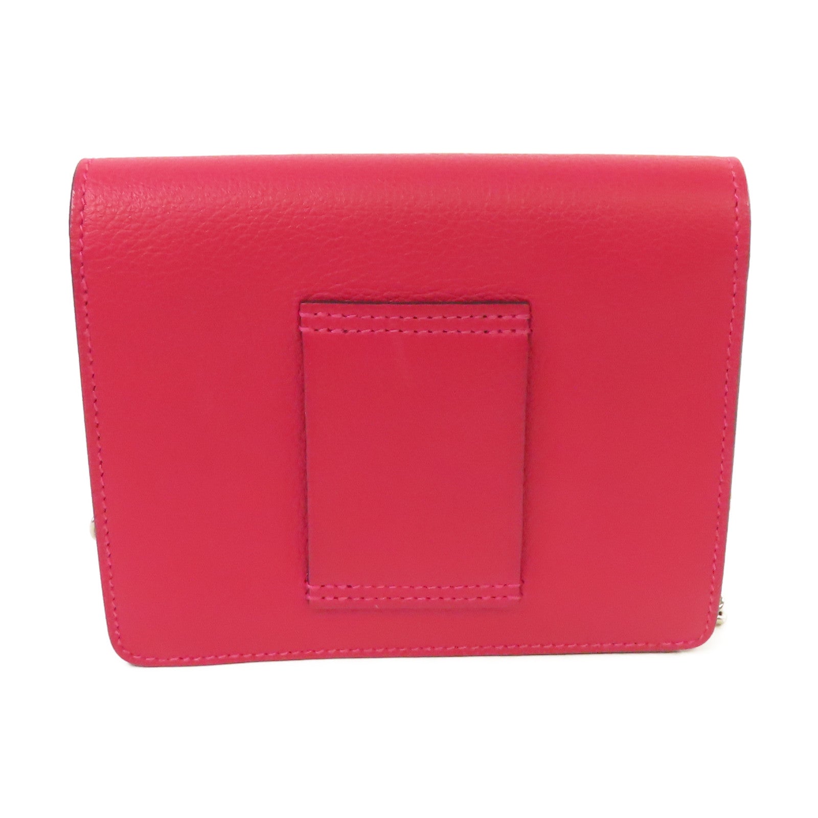 HERMES Evercolor皮革Roulis Slim Wallet銀扣鏈帶肩背袋Framboise覆盆子紅色