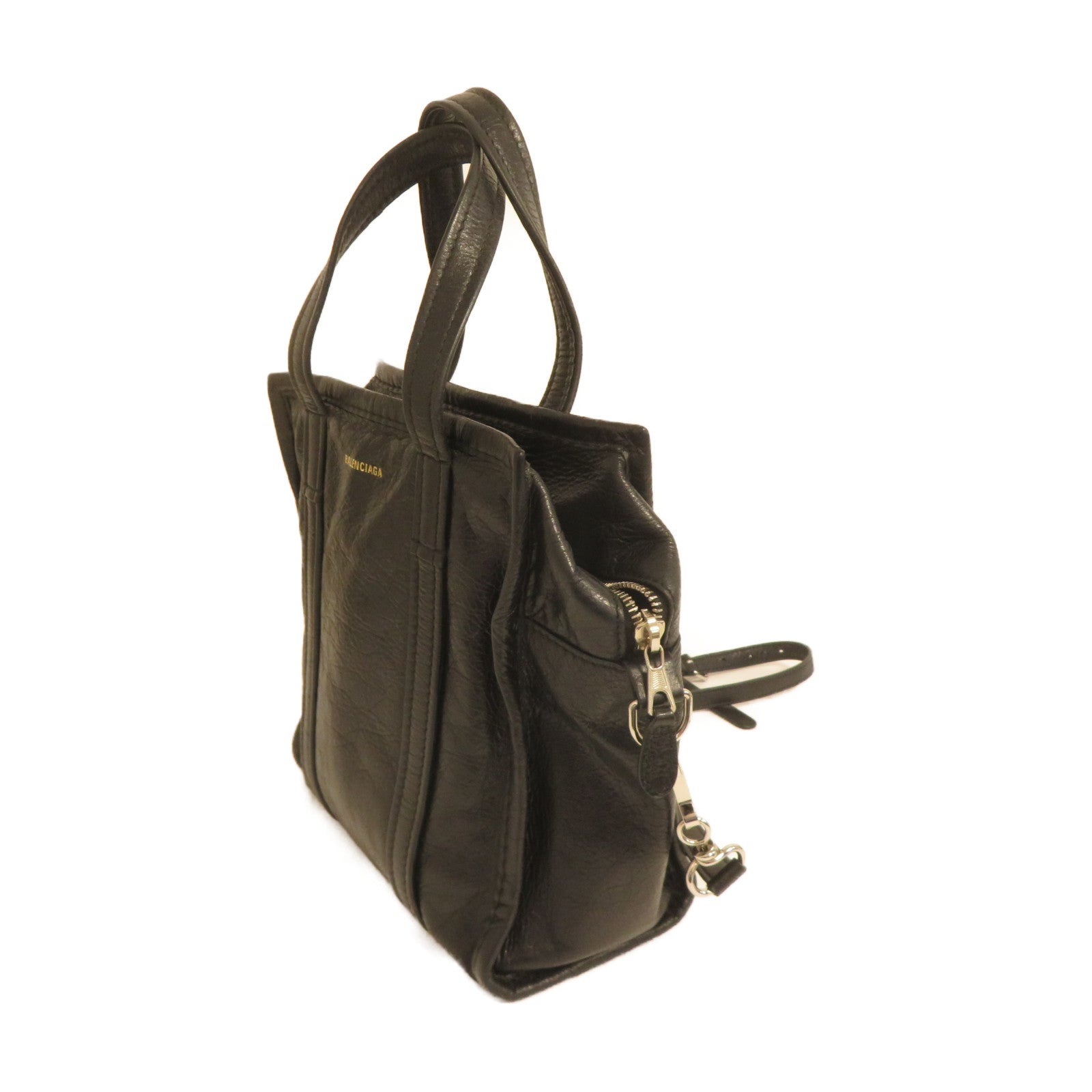 BALENCIAGA 牛皮皮革Shopper Bazar金扣手挽肩背兩用袋黑色