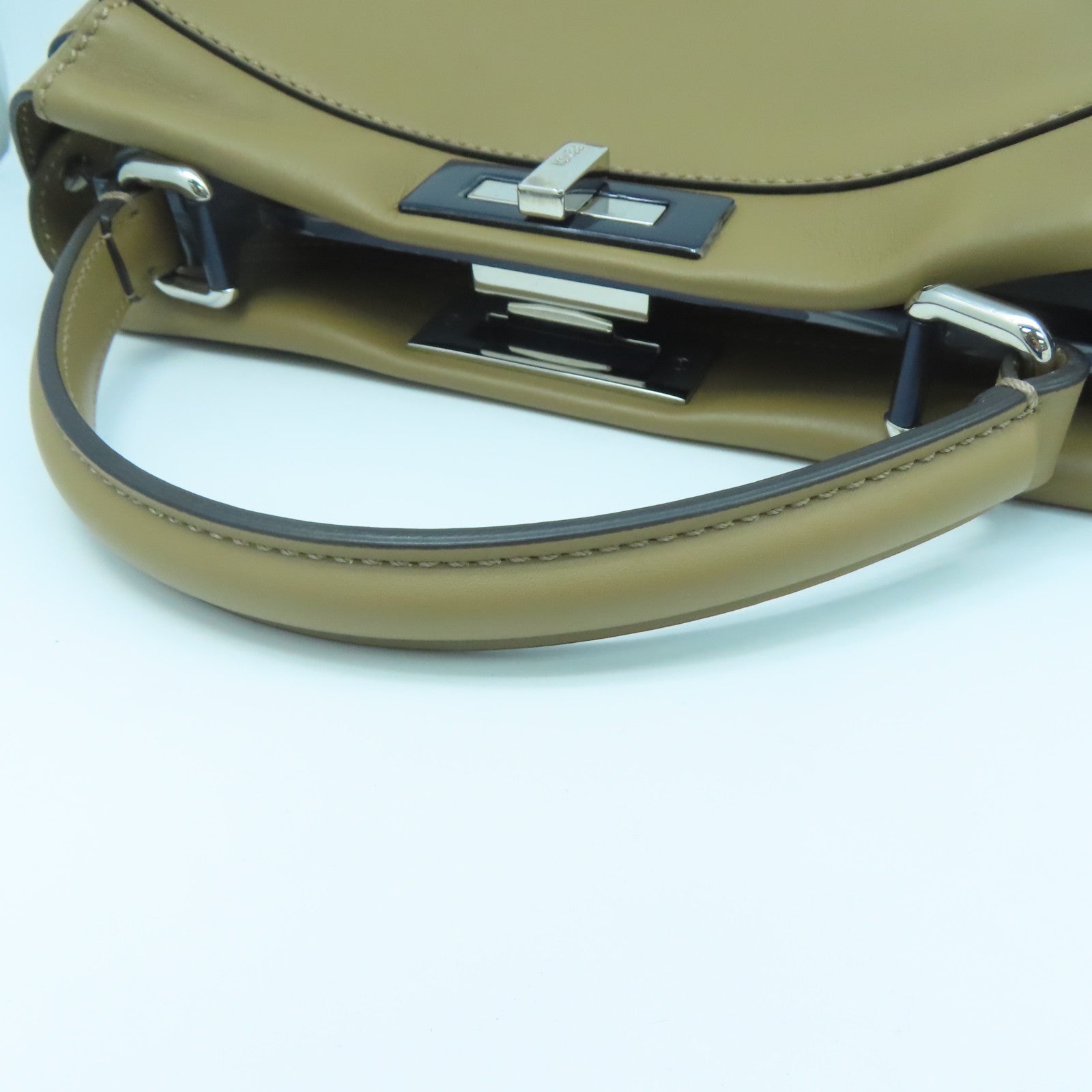 FENDI Cowhide Leather 2way Shoulder Bag Silver Buckle Handle Shoulder Bag Brown