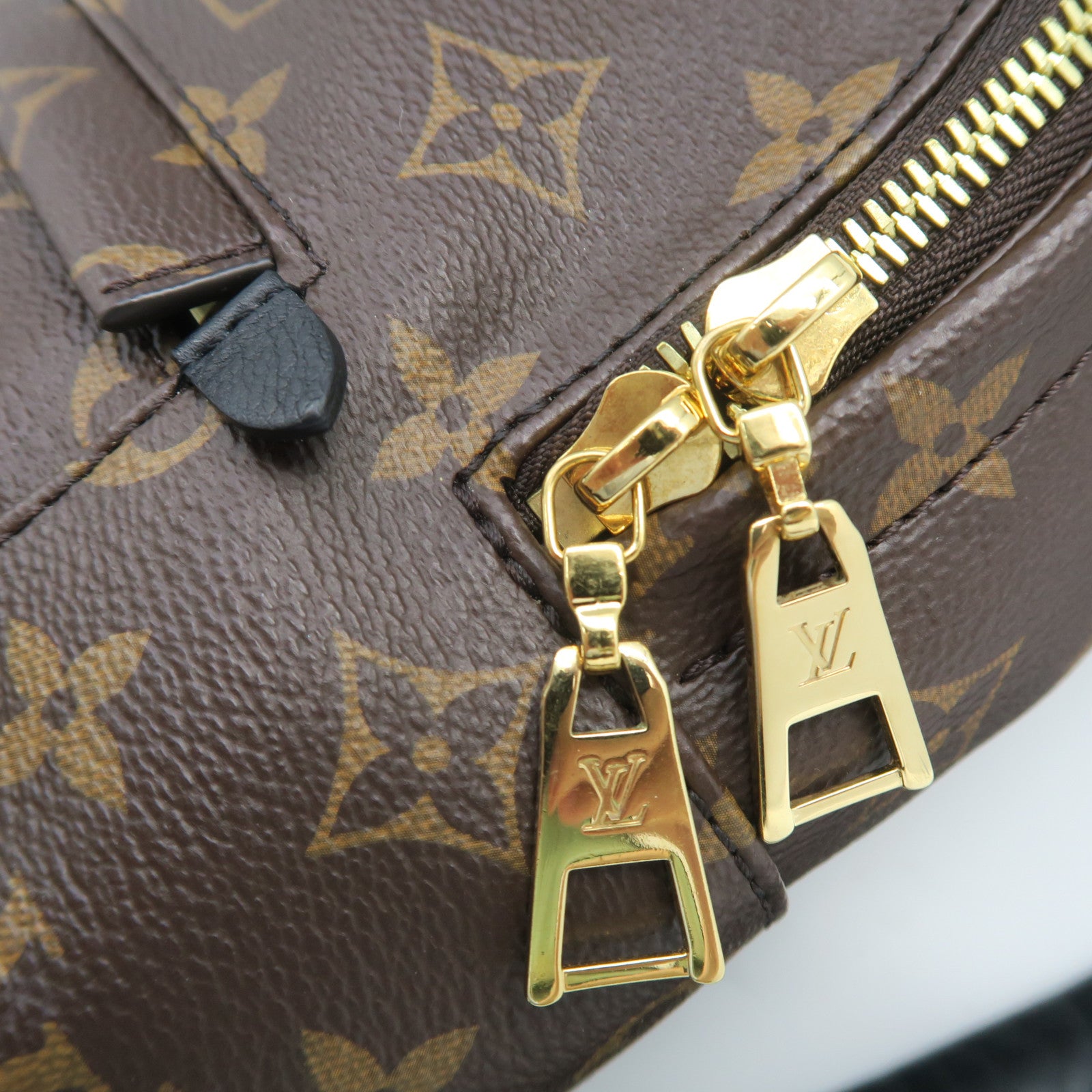 LOUIS VUITTON Monogram Palm Springs PM Gold Buckle Backpack Brown