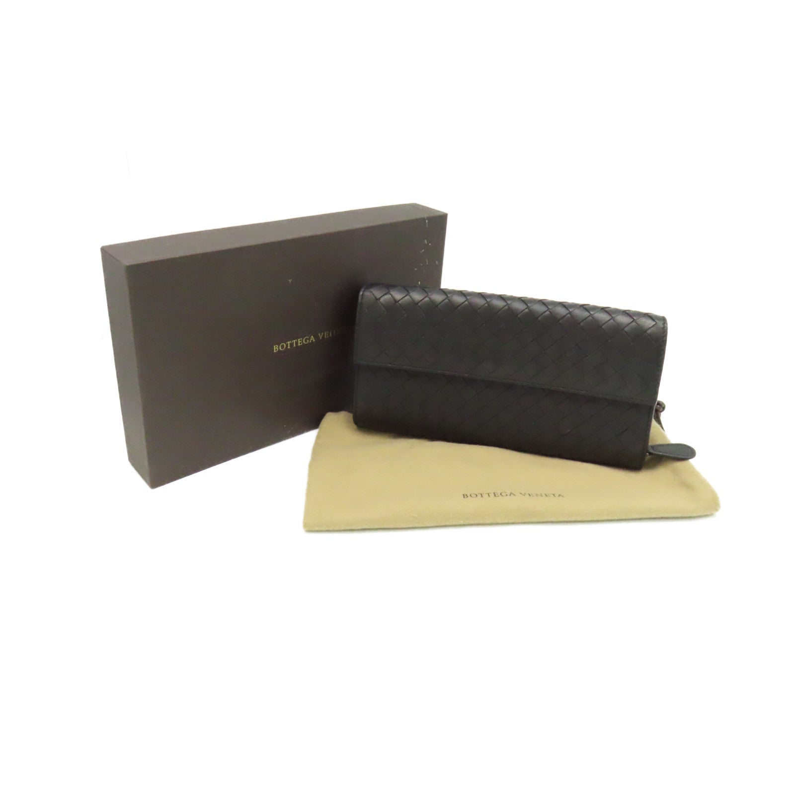 BOTTEGA VENETA 【激減優惠】織紋皮革Long Wallet長錢包黑色