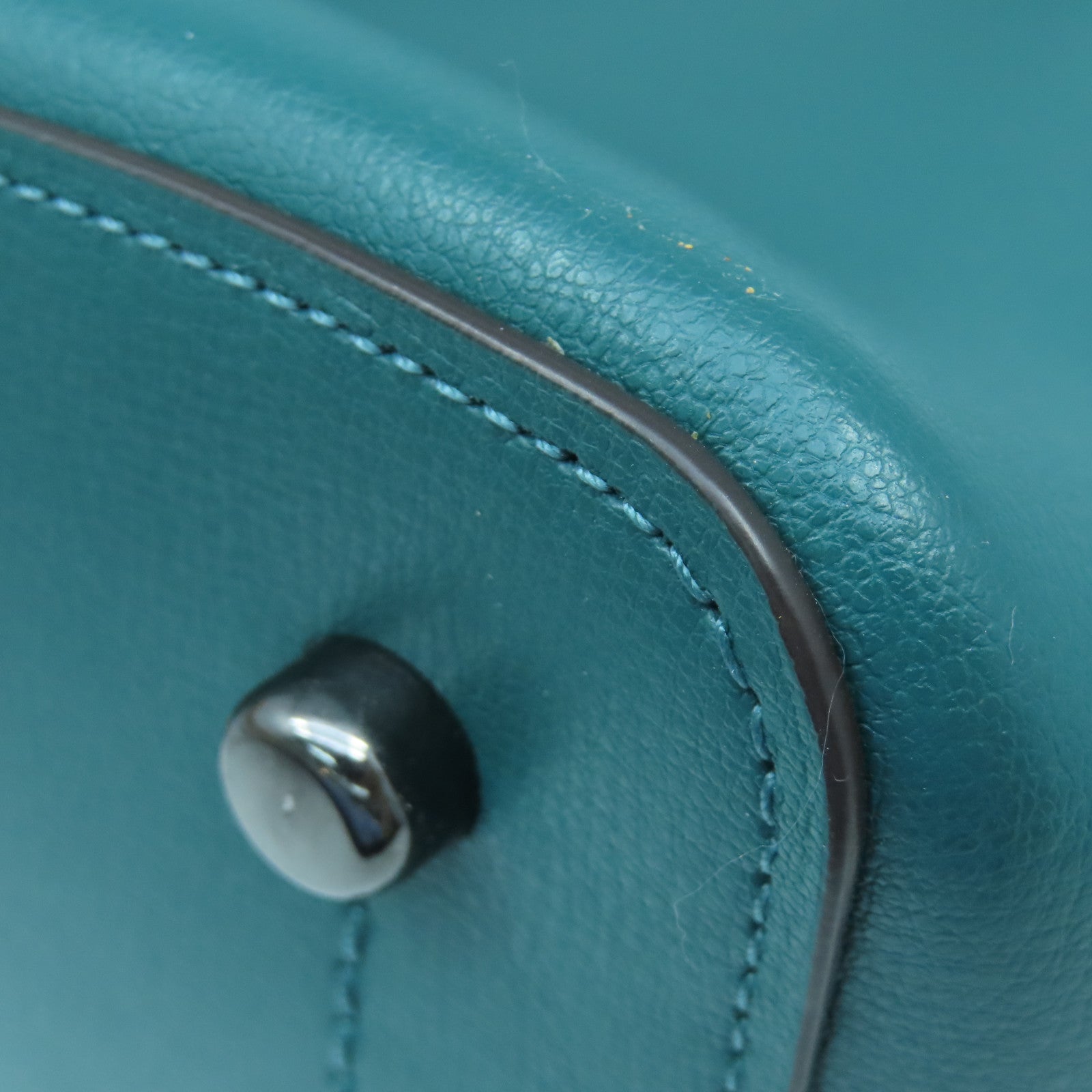 COACH 牛皮皮革Tote Bag銀扣手挽肩背兩用袋綠色
