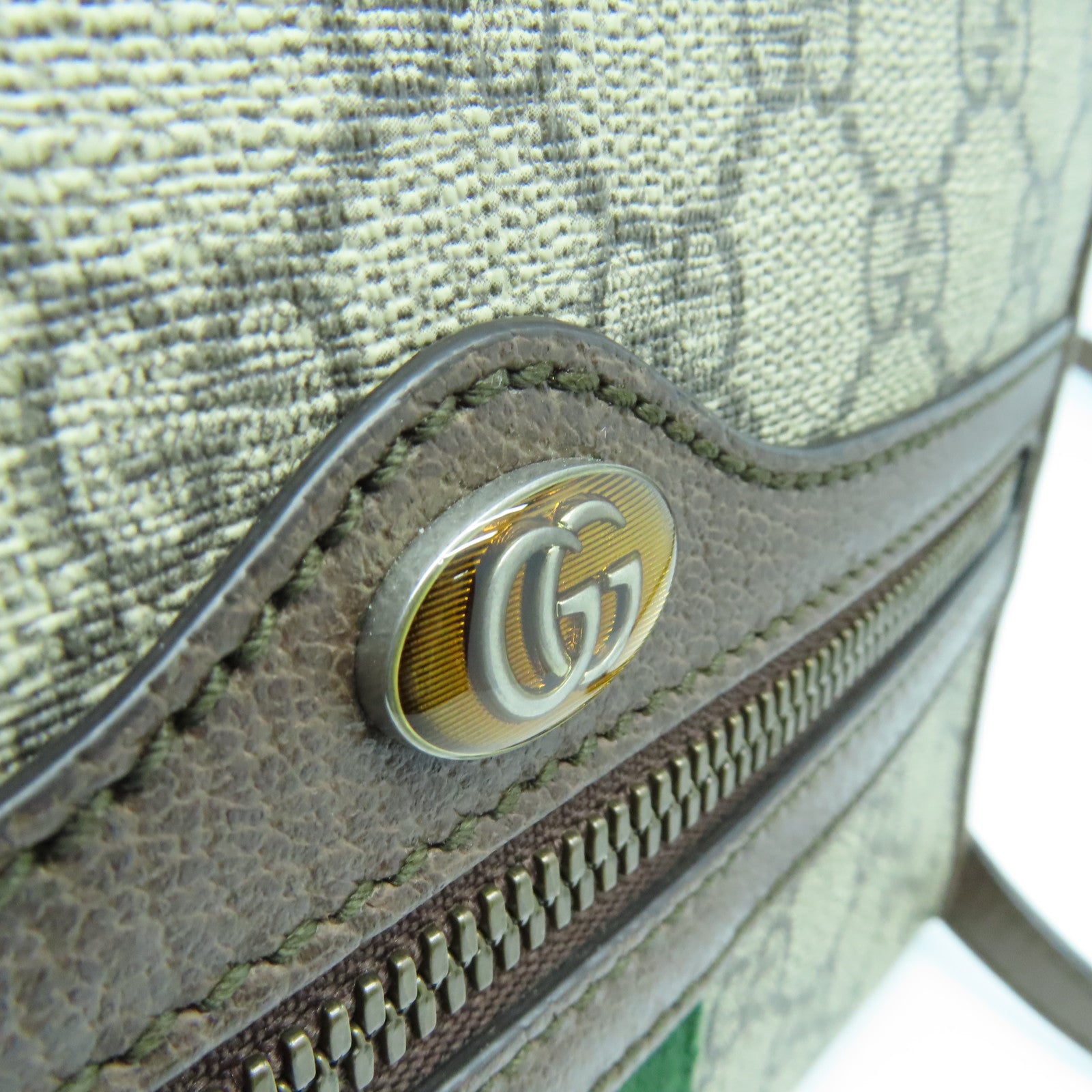 GUCCI 塗層帆布/牛皮皮革Ophidia Shoulder Bag金扣肩背袋啡色