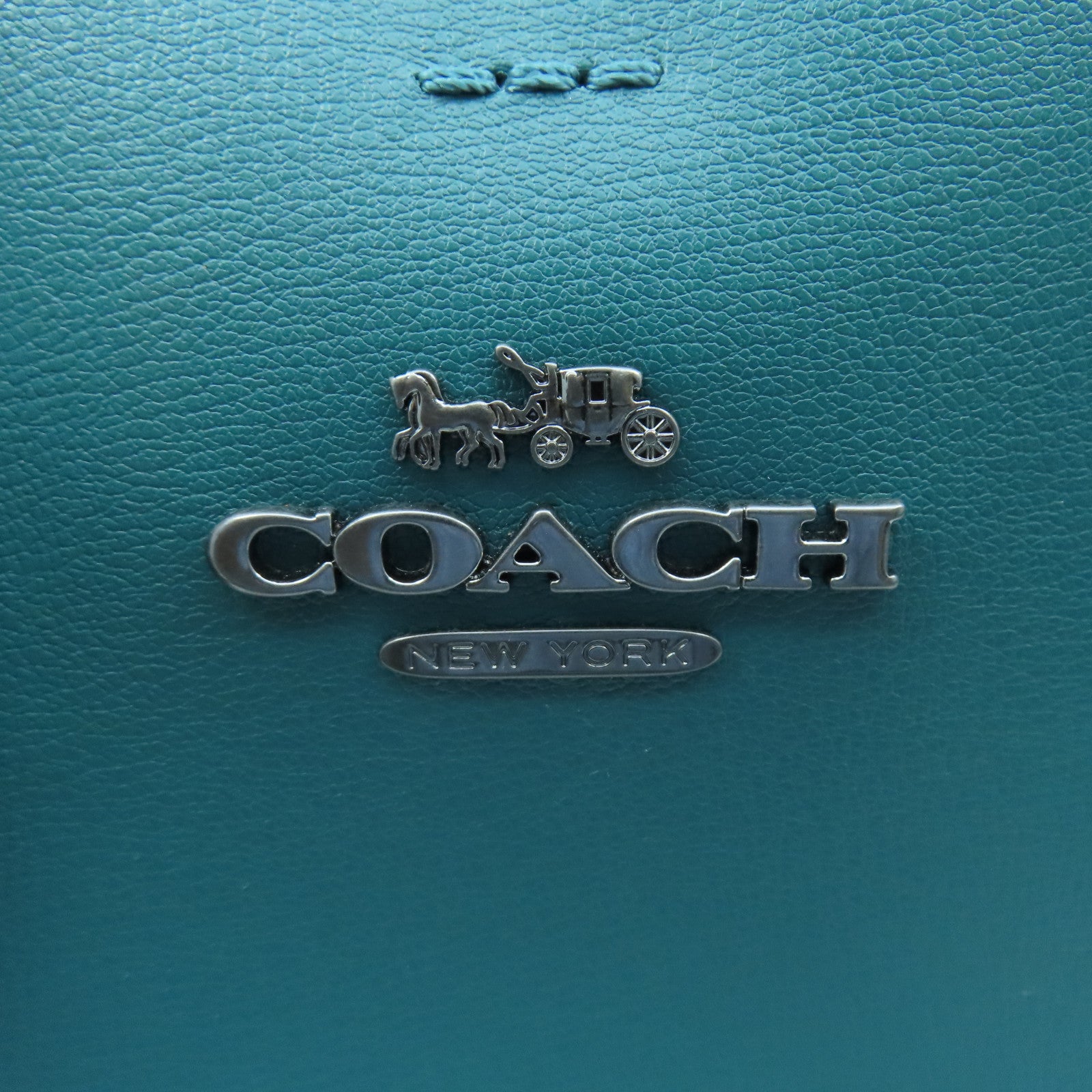 COACH 牛皮皮革Tote Bag銀扣手挽肩背兩用袋綠色