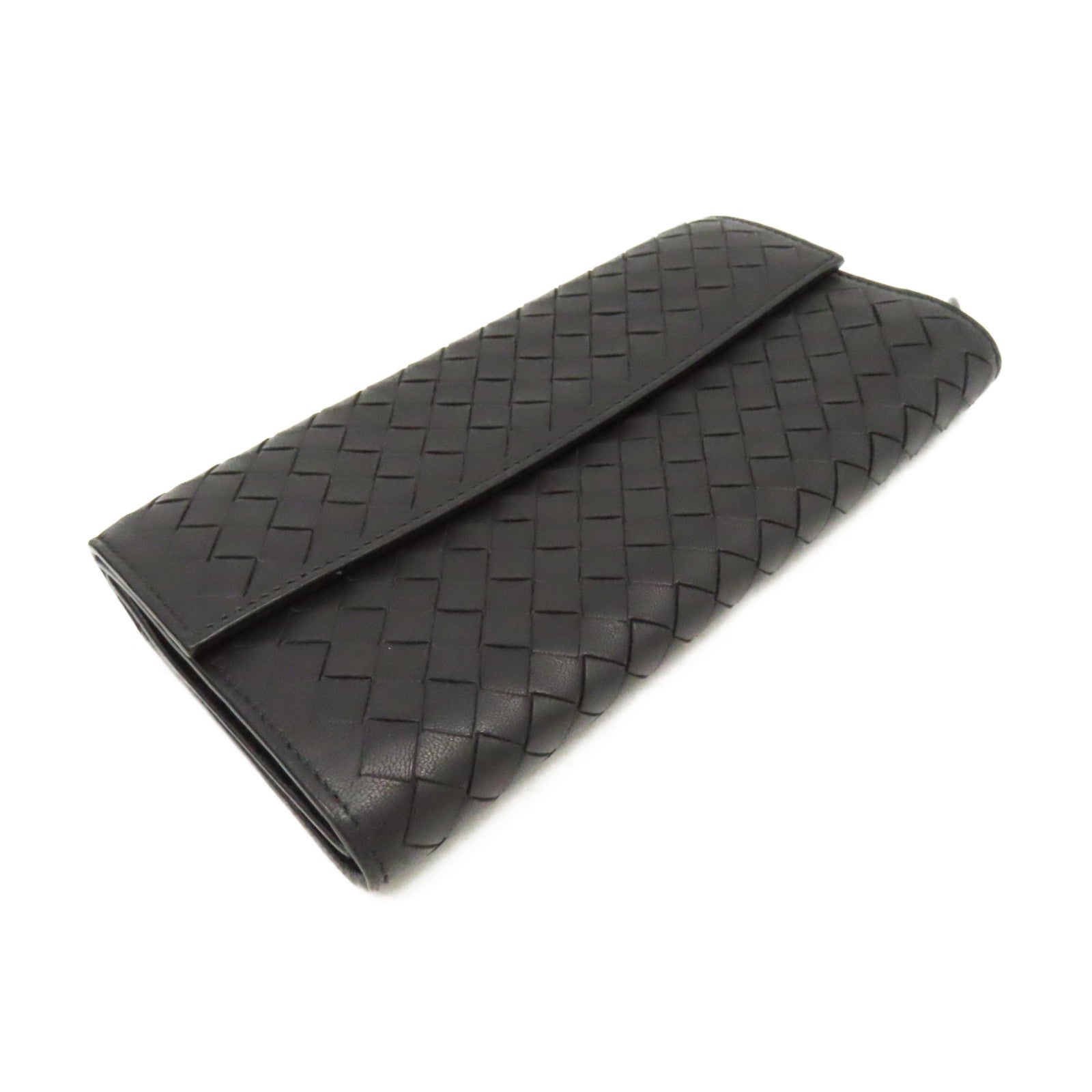BOTTEGA VENETA 【激減優惠】織紋皮革Long Wallet長錢包黑色