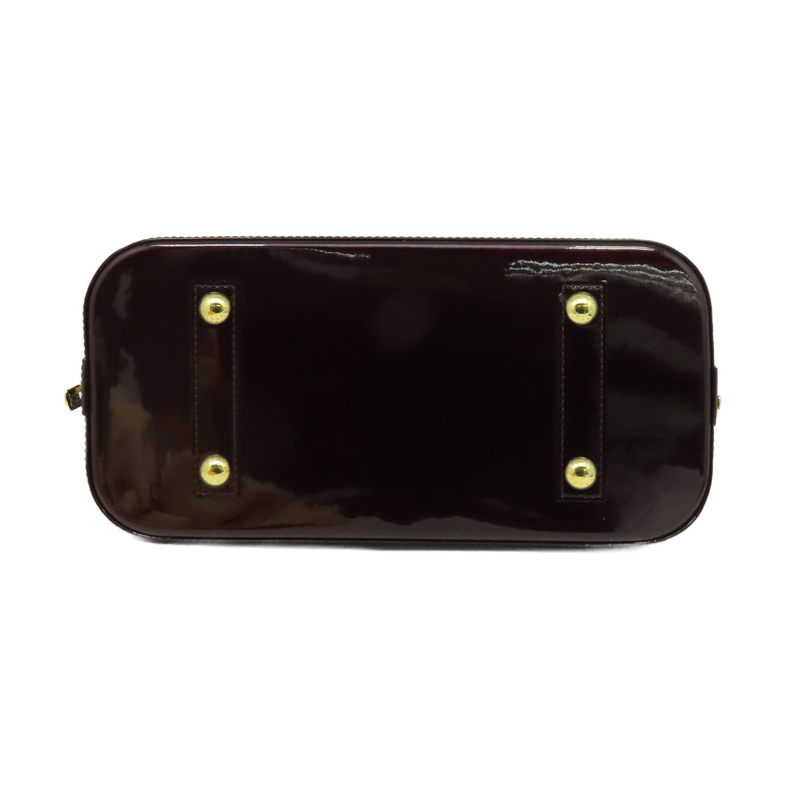 LOUIS VUITTON Monogram Vernis Alma PM金扣手挽袋深紅色