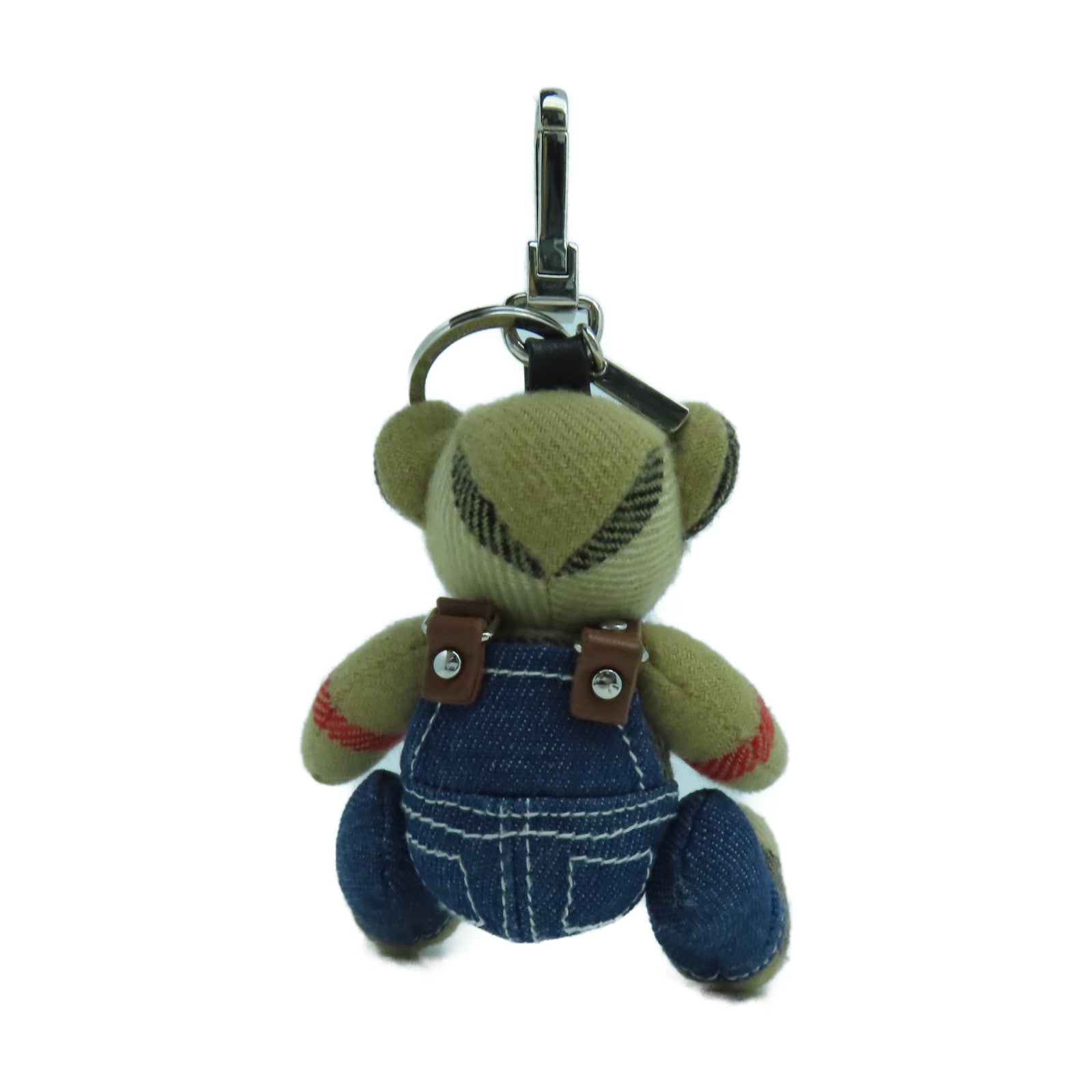 BURBERRY 布製Bear Charm銀扣掛飾淺啡色/深藍色