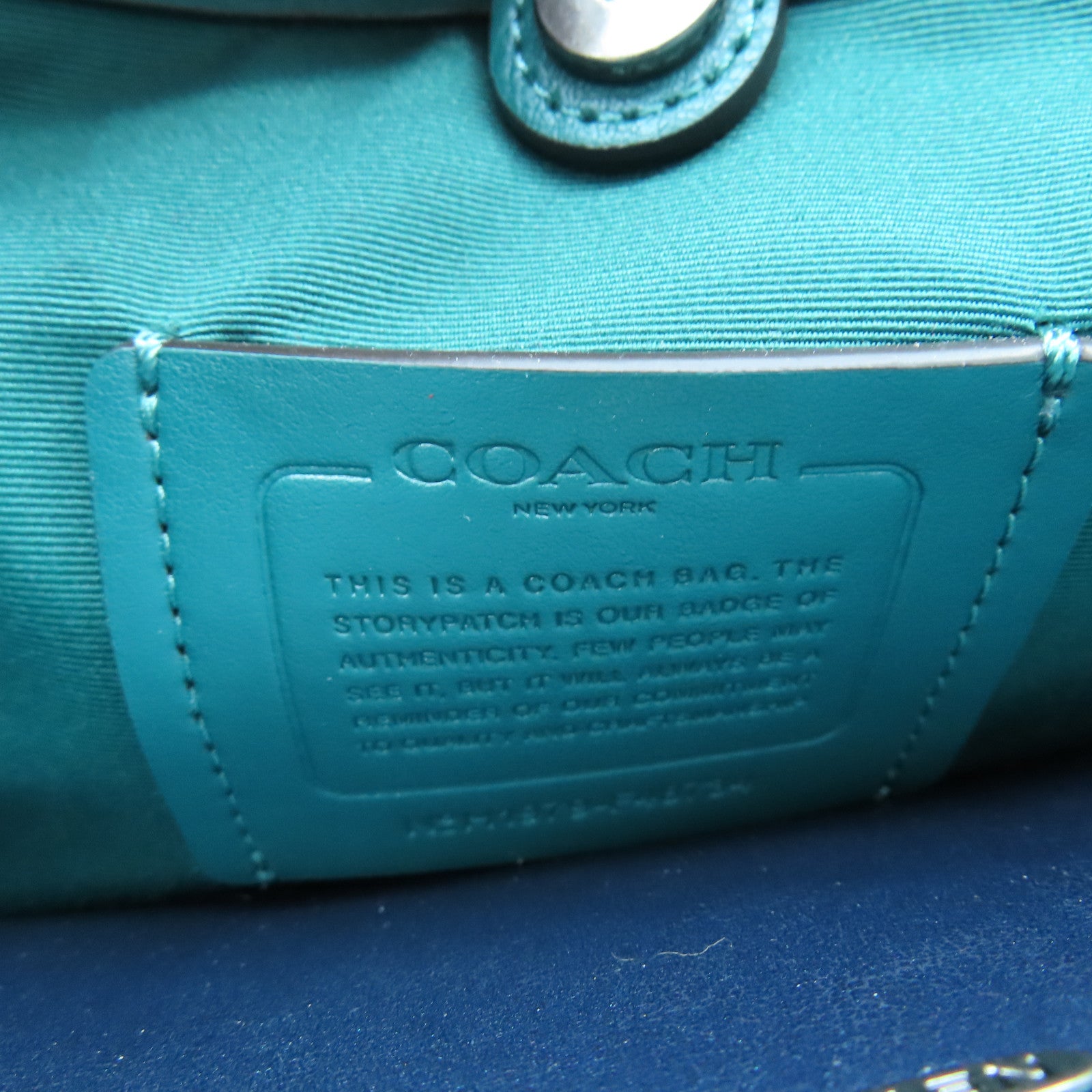 COACH 牛皮皮革Tote Bag銀扣手挽肩背兩用袋綠色