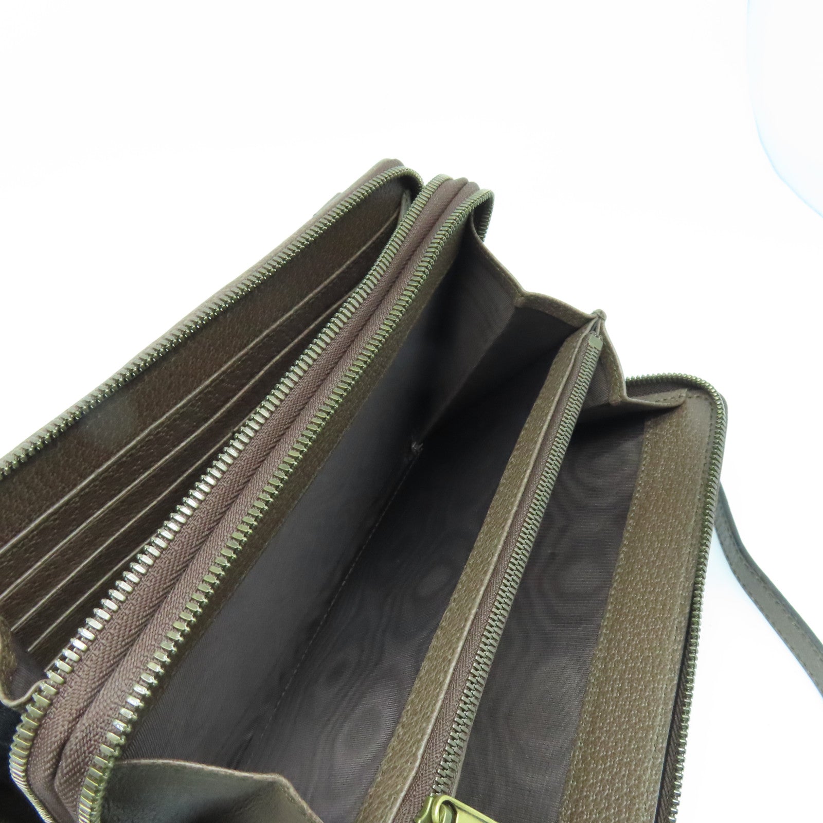 GUCCI 塗層帆布/牛皮皮革Ophidia Shoulder Bag金扣肩背袋啡色