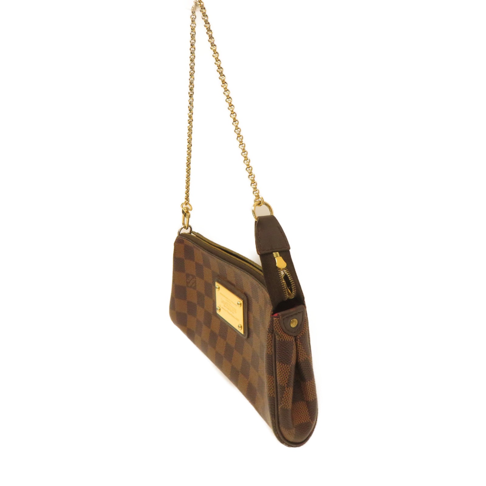 LOUIS VUITTON Damier Eva金扣鏈帶肩背袋啡色