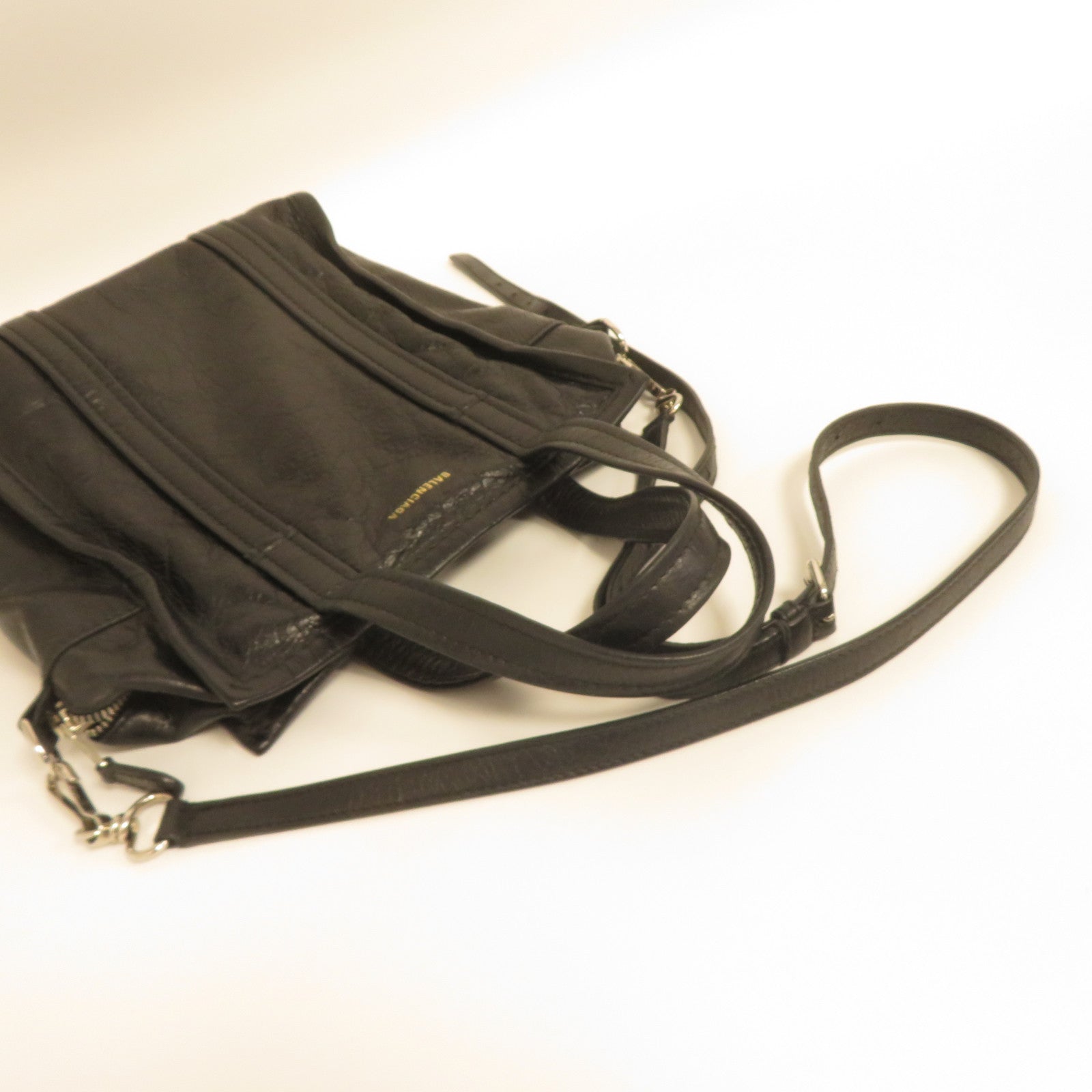 BALENCIAGA 牛皮皮革Shopper Bazar金扣手挽肩背兩用袋黑色