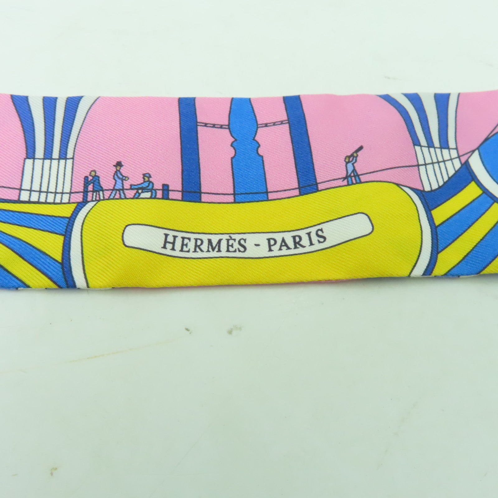 HERMES 絲質Twilly絲巾粉紅色