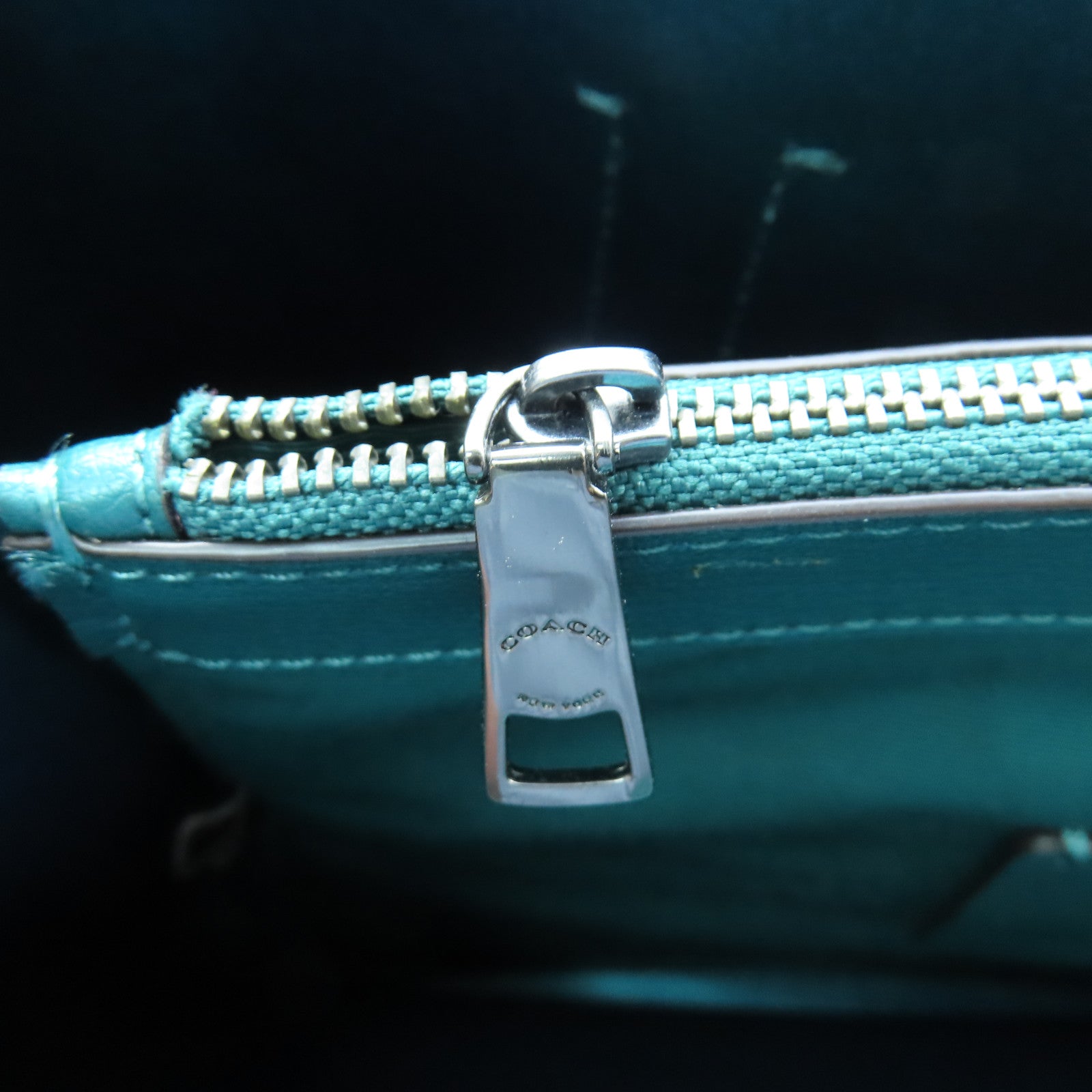 COACH 牛皮皮革Tote Bag銀扣手挽肩背兩用袋綠色