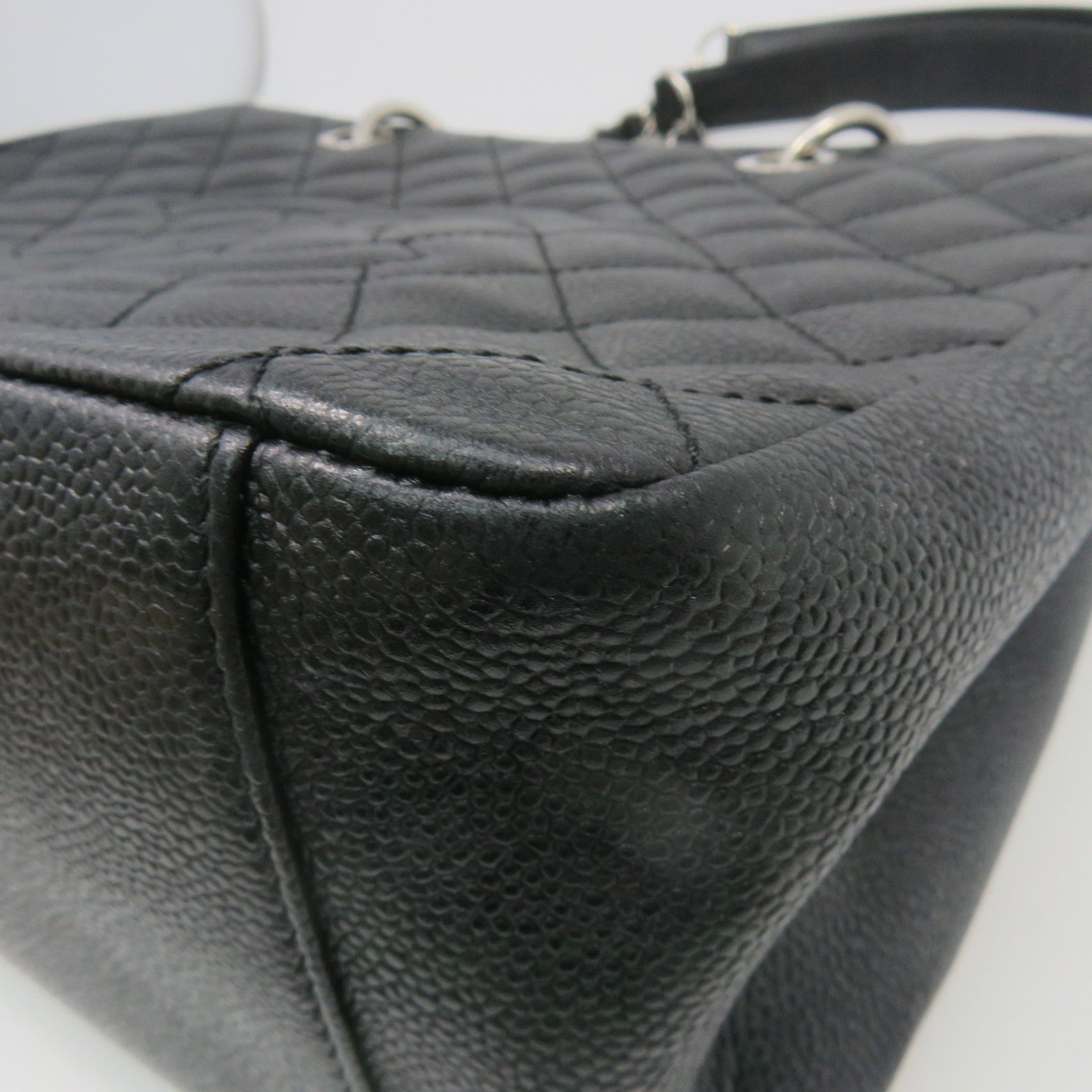 CHANEL 菱格Caviar皮革GST Tote Bag銀扣手挽袋黑色