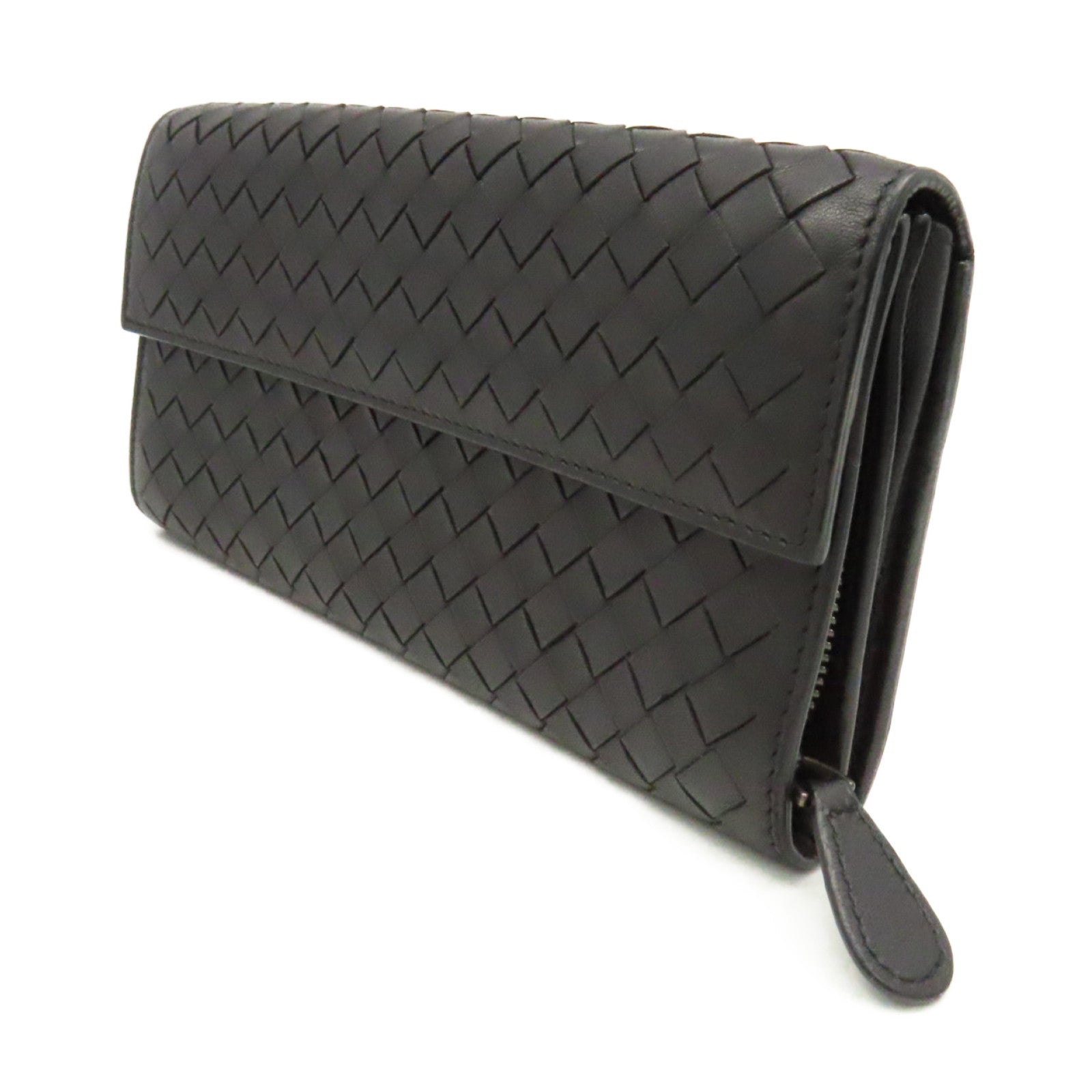BOTTEGA VENETA 【激減優惠】織紋皮革Long Wallet長錢包黑色