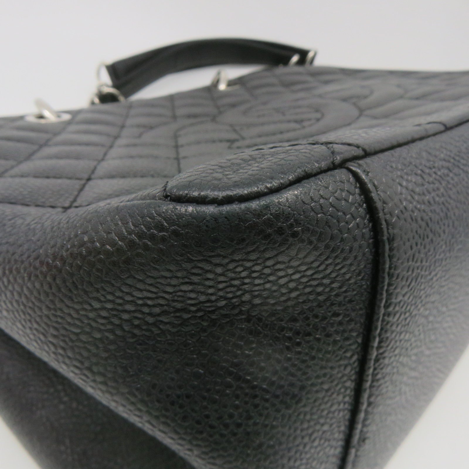 CHANEL 菱格Caviar皮革GST Tote Bag銀扣手挽袋黑色