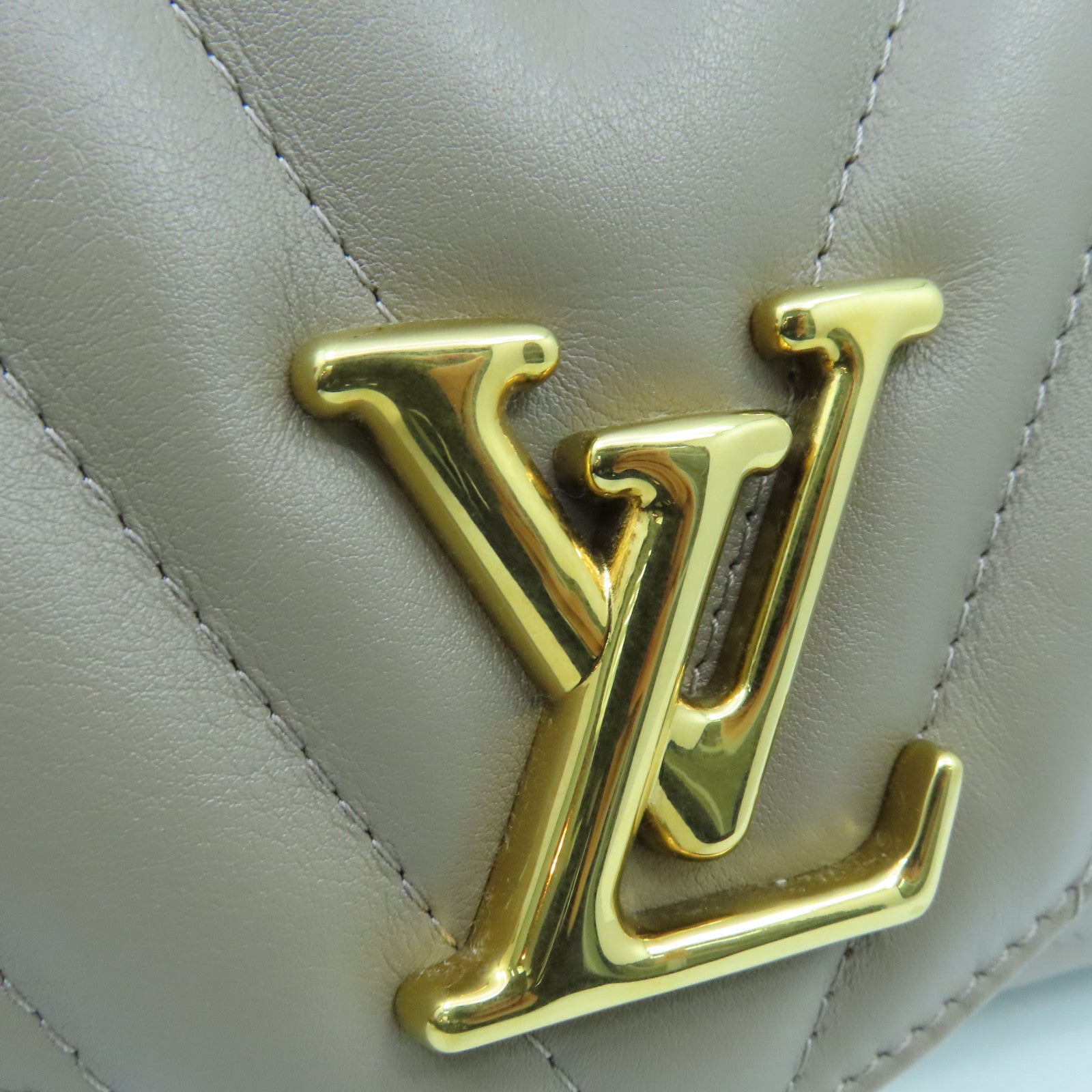 LOUIS VUITTON 牛皮皮革NEW WAVE金扣肩背袋灰褐色