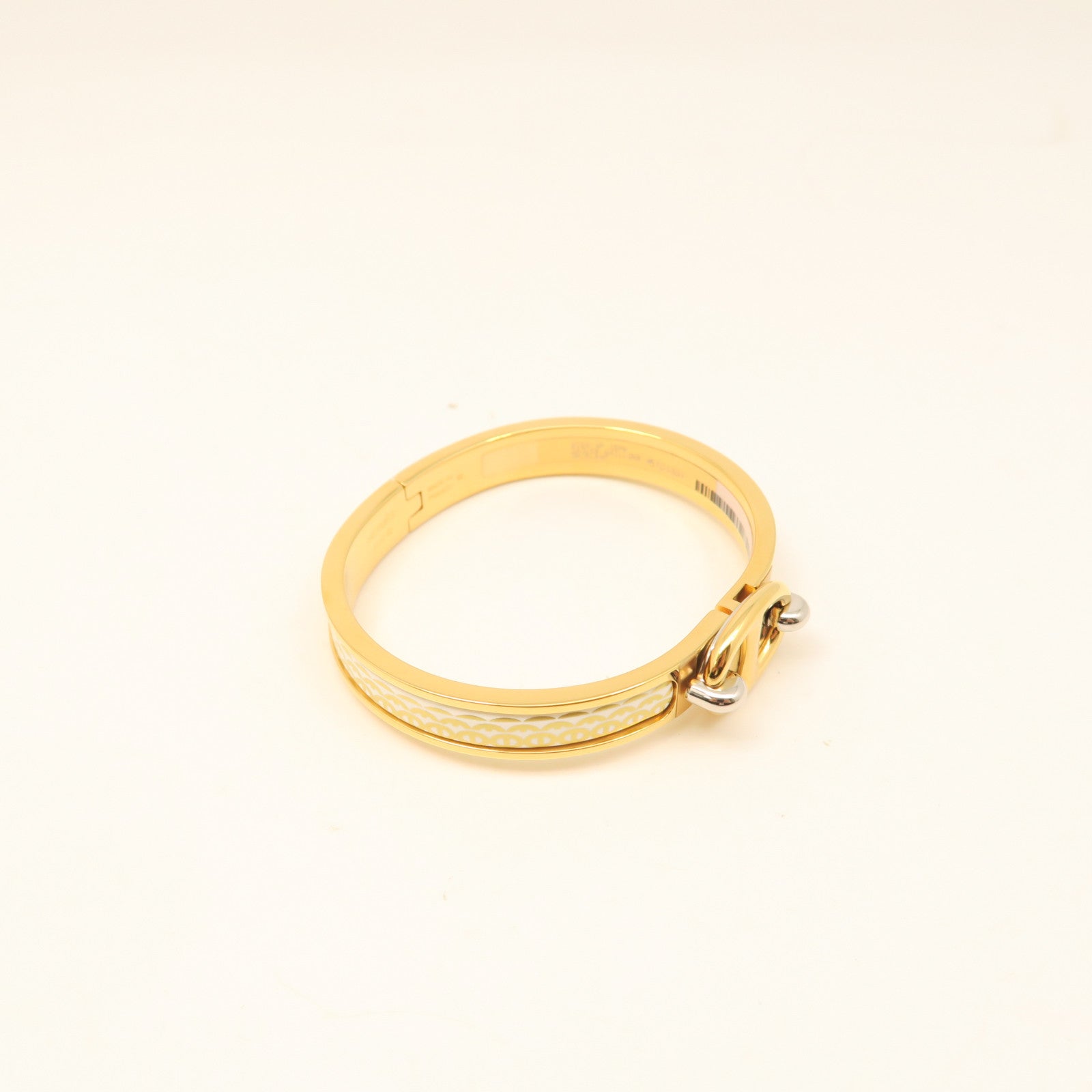 HERMES Metal/Ceramic Mini Clic CDA Bracelet Yellow/White