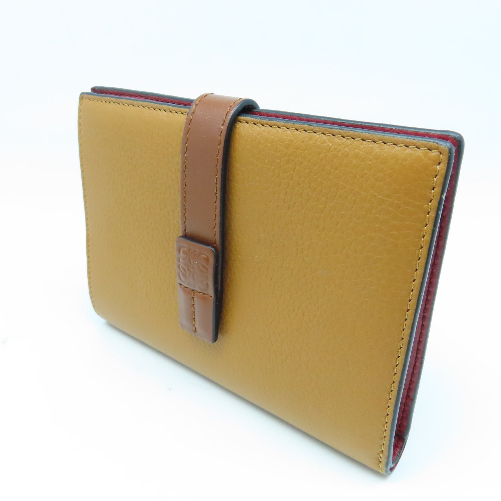 LOEWE 牛皮皮革Wallet銀扣錢包棕色