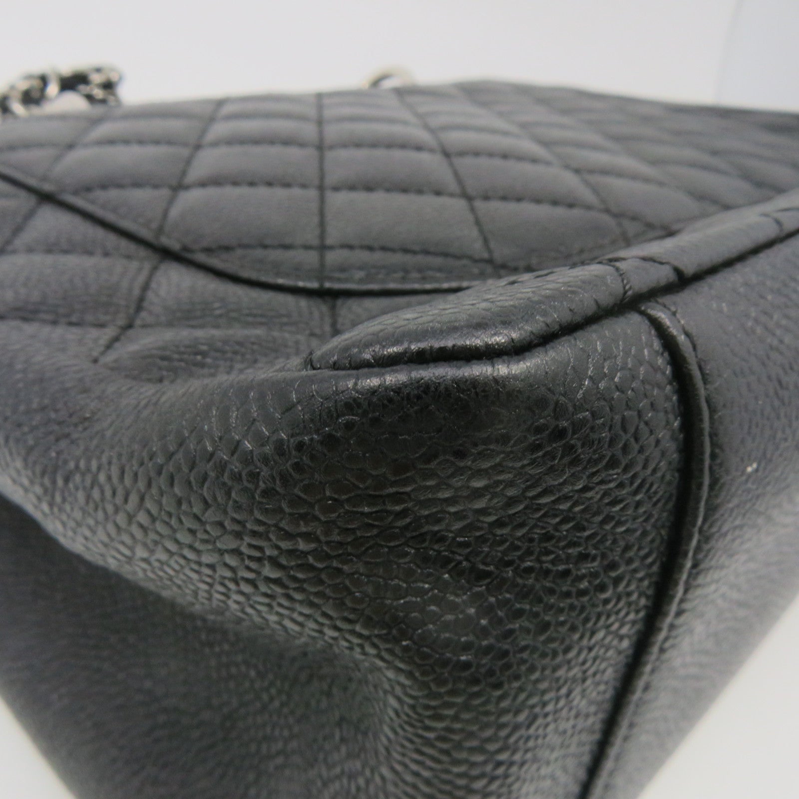 CHANEL 菱格Caviar皮革GST Tote Bag銀扣手挽袋黑色