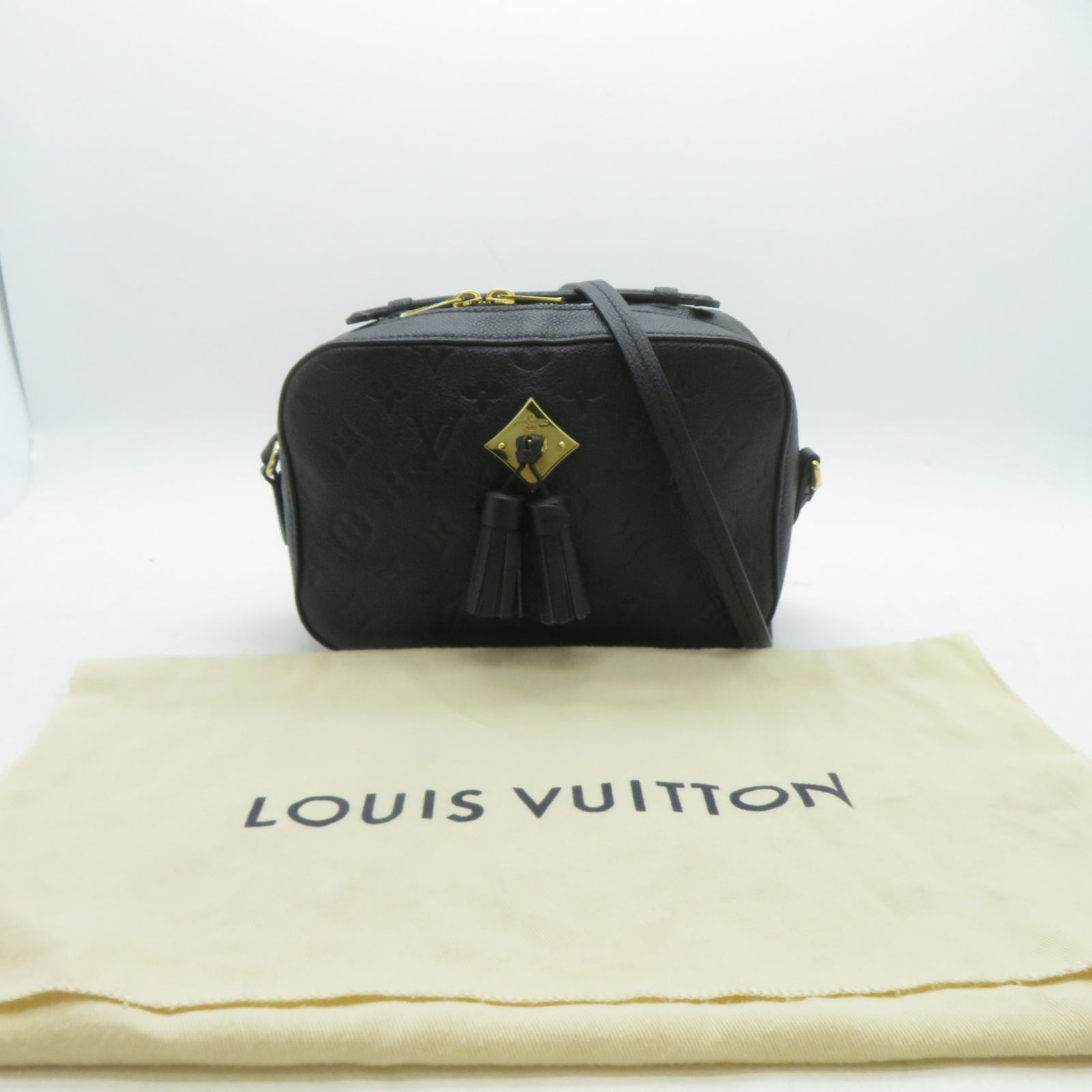 LOUIS VUITTON Monogram Empreinte Saiutonge金扣肩背袋黑色