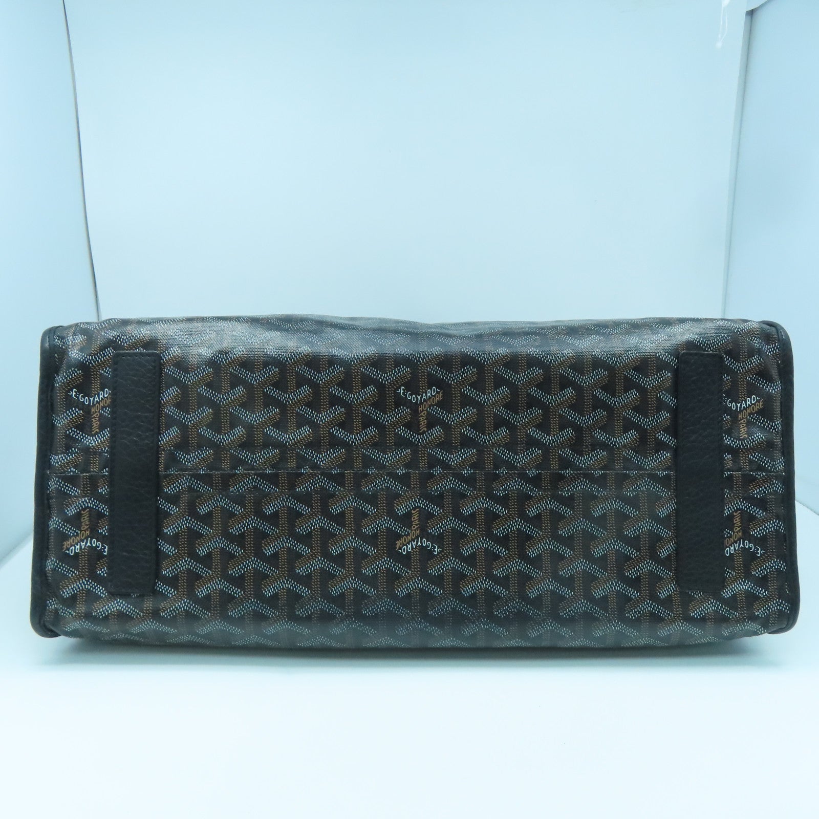 GOYARD Coated Canvas/Craft Leather Handbag Silver Buckle Black/Brown