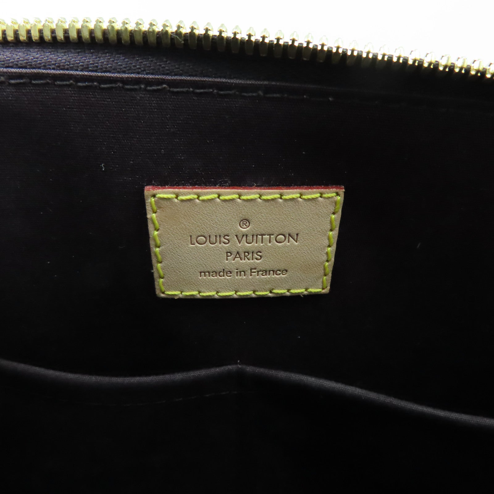 LOUIS VUITTON Monogram Vernis Alma PM金扣手挽袋深紅色