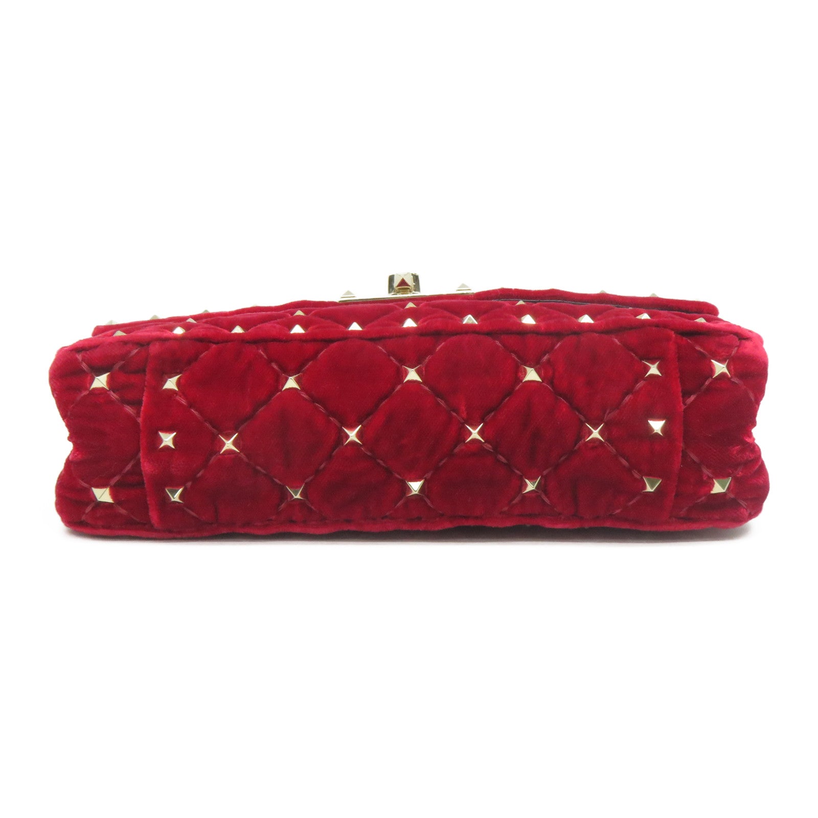 Valentino Velvet絨布Chain Bag金扣手挽肩背兩用袋紅色