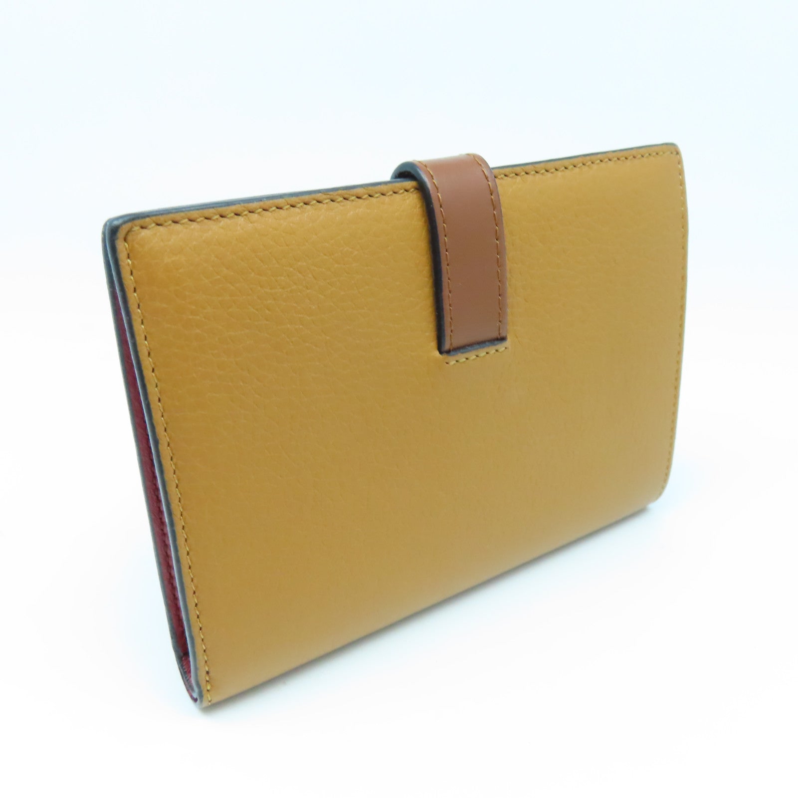 LOEWE 牛皮皮革Wallet銀扣錢包棕色