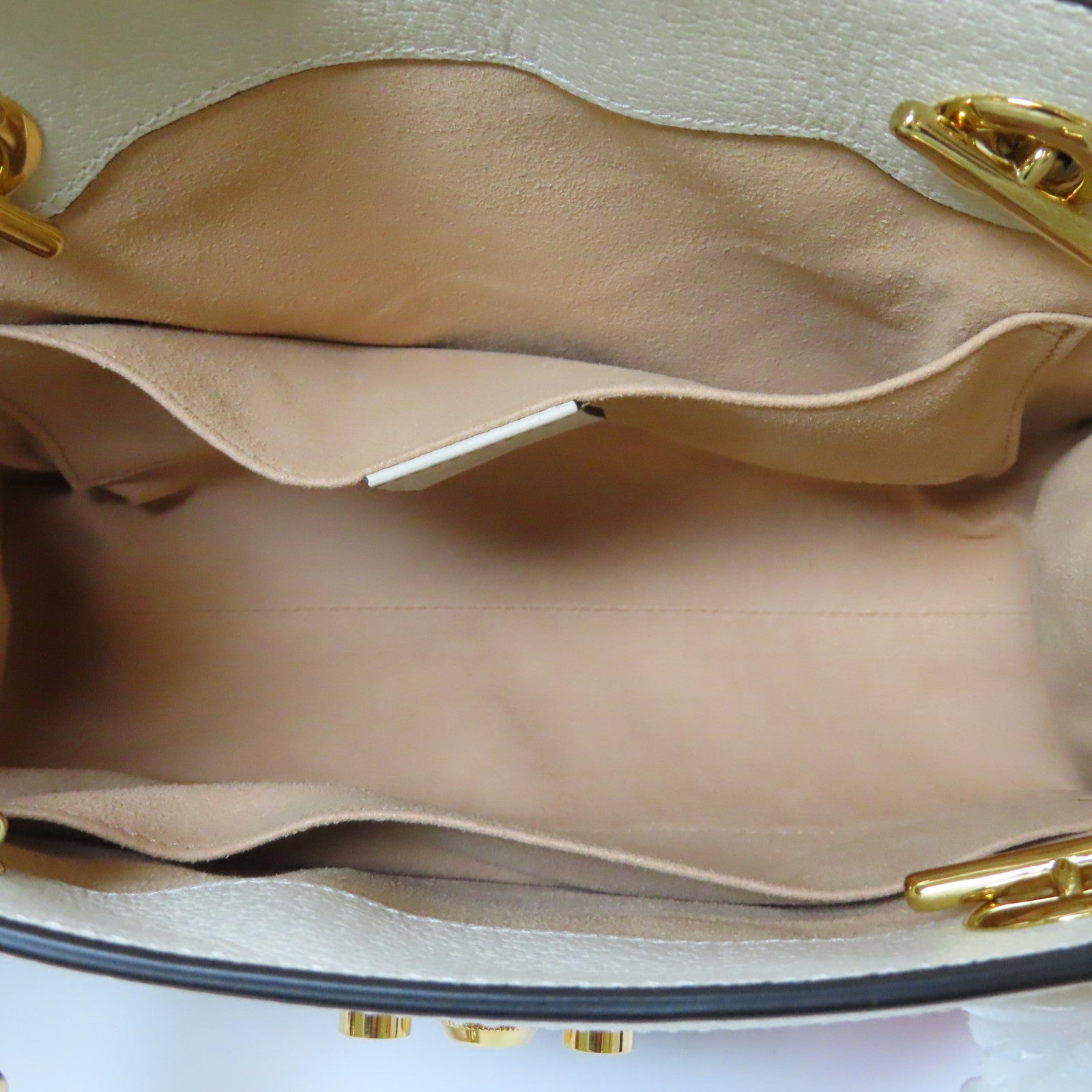 GUCCI 塗層帆布/皮革Padlock Shoulder Bag金扣鏈帶肩背袋啡色/白色