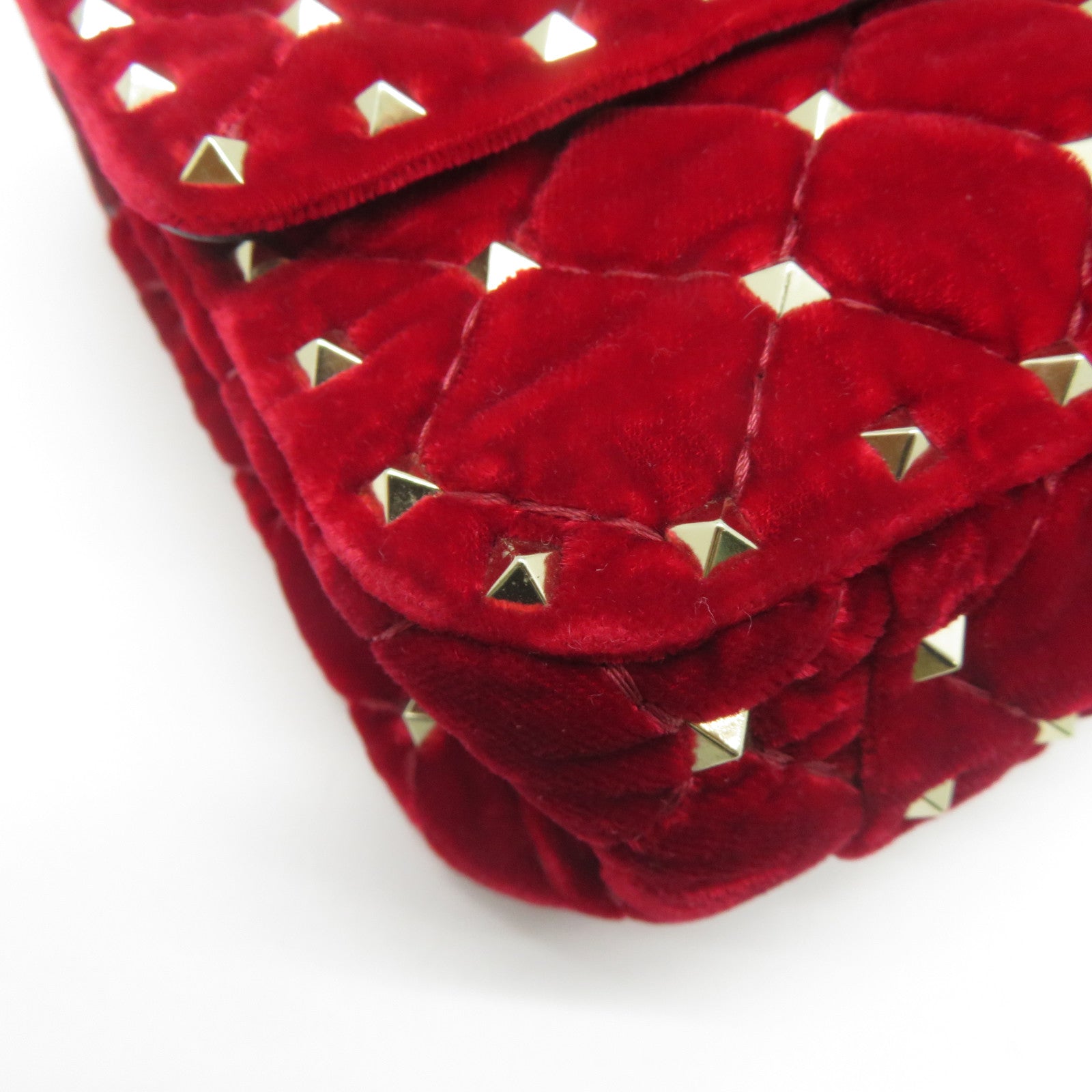Valentino Velvet絨布Chain Bag金扣手挽肩背兩用袋紅色