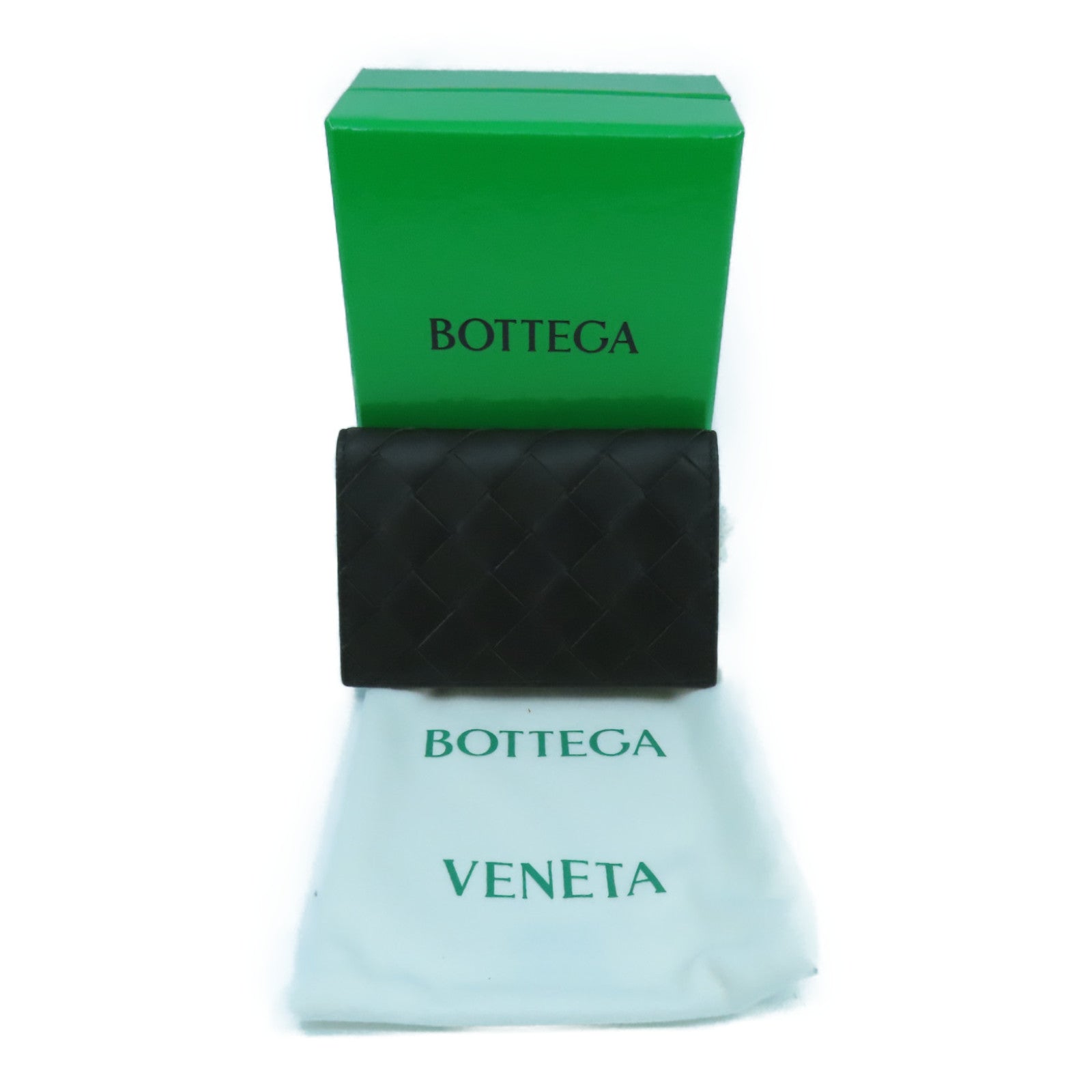 BOTTEGA VENETA 织纹皮革Card Case卡片套牛油果绿色/黄色