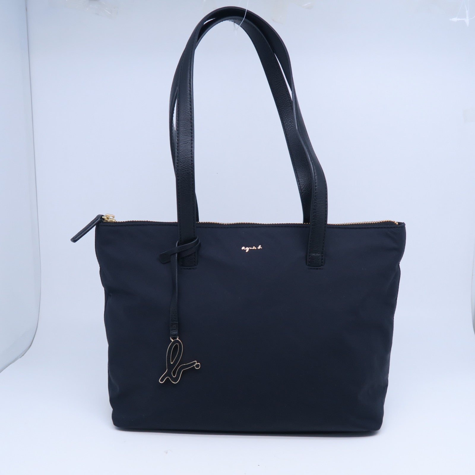 agnes b. 尼龍2 Way Shoulder Bag金扣手挽肩背兩用袋黑色