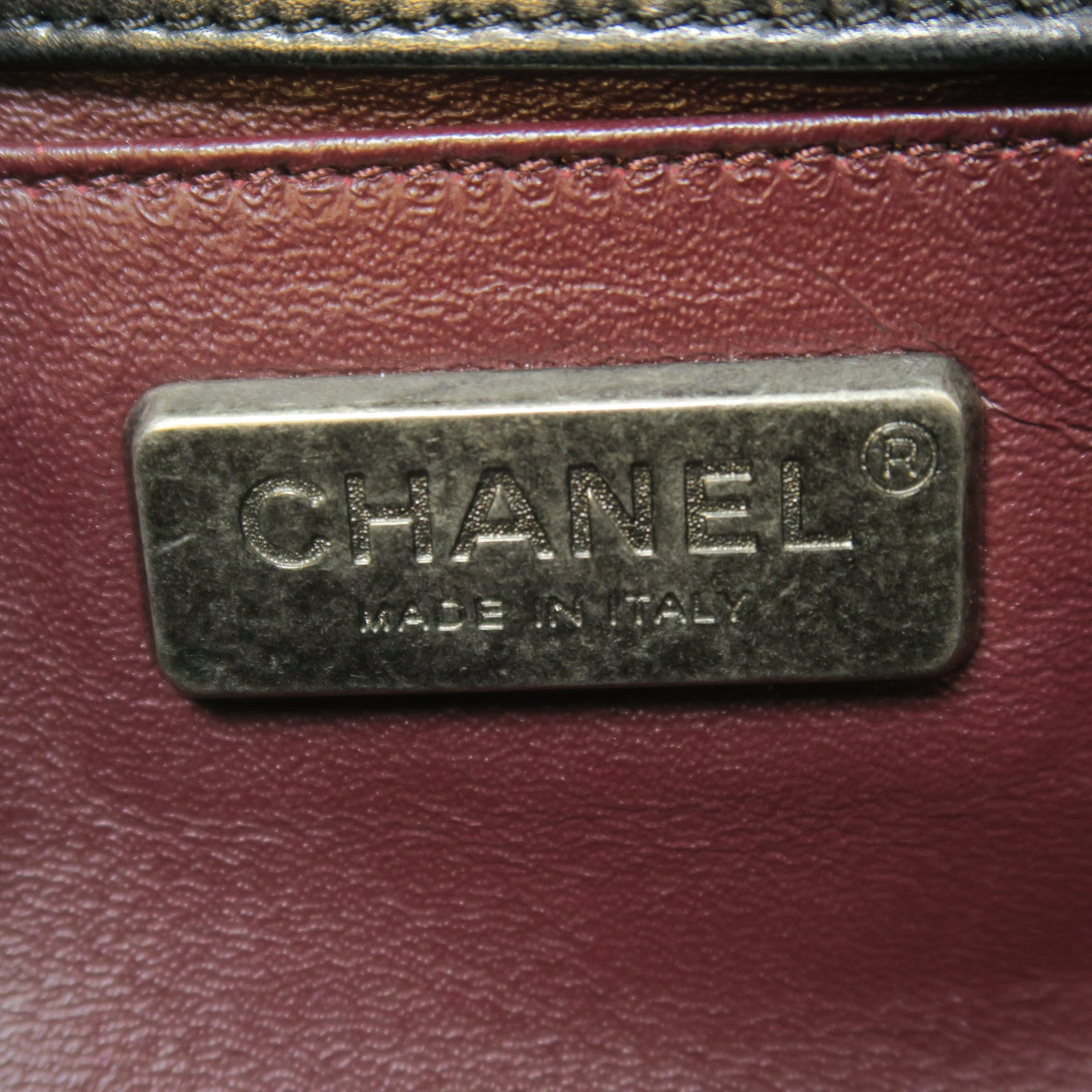 CHANEL 菱格牛皮皮革/馬毛Boy 25銀扣鏈帶肩背袋黑色