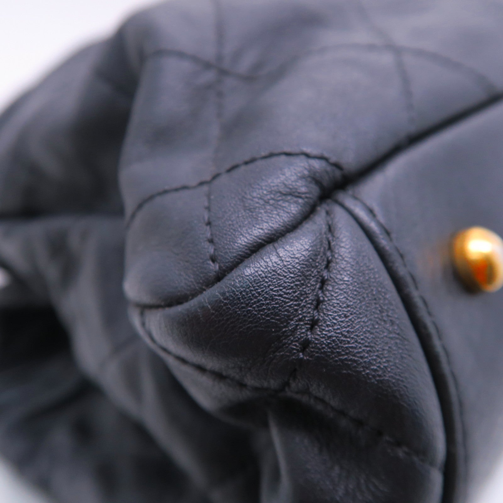 CHANEL 菱格牛皮皮革2way Shoulderbag金扣手挽肩背兩用袋黑色