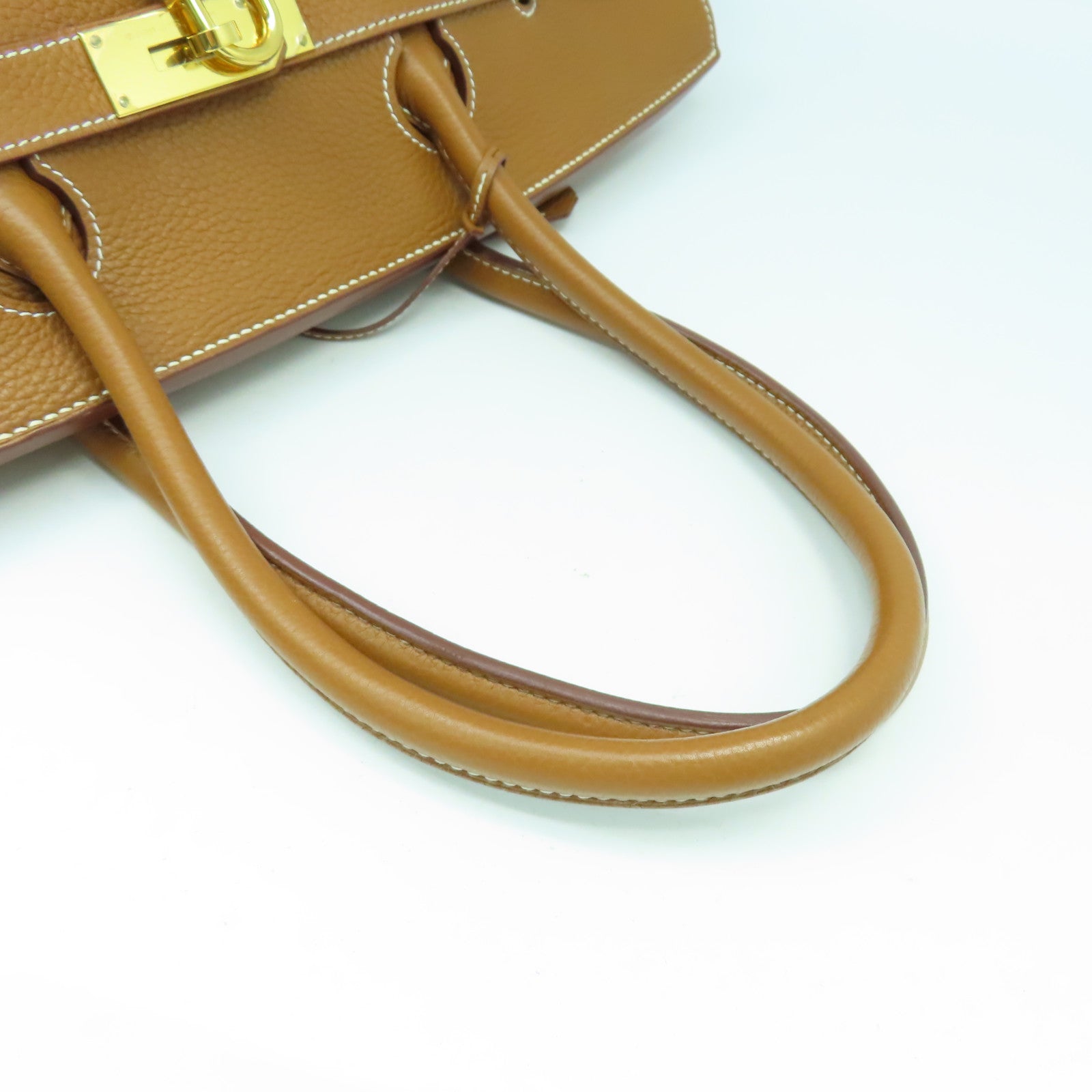 HERMES Clemence皮革ShoulderBirkin金扣肩背袋金色經典駝色