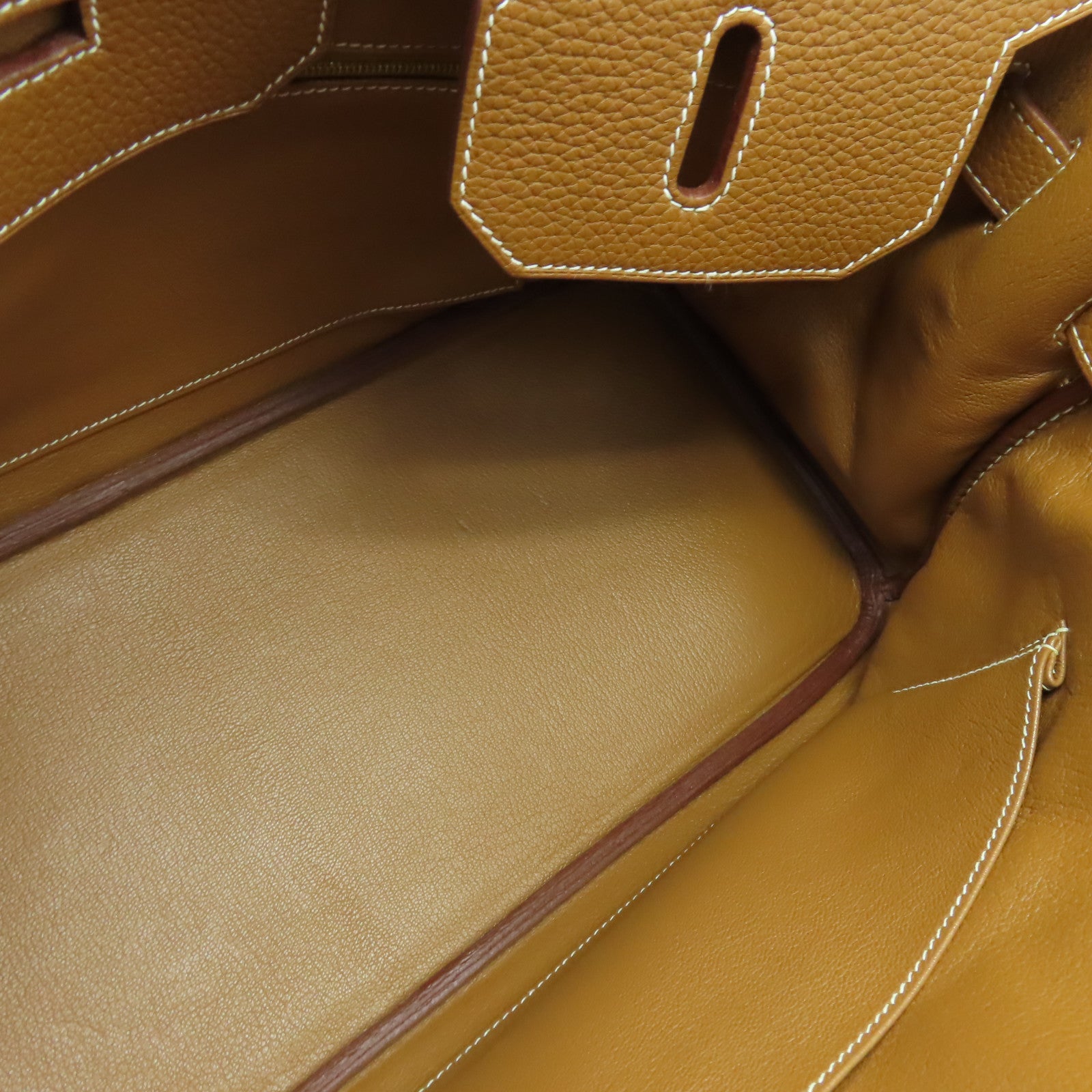 HERMES Clemence皮革ShoulderBirkin金扣肩背袋金色經典駝色