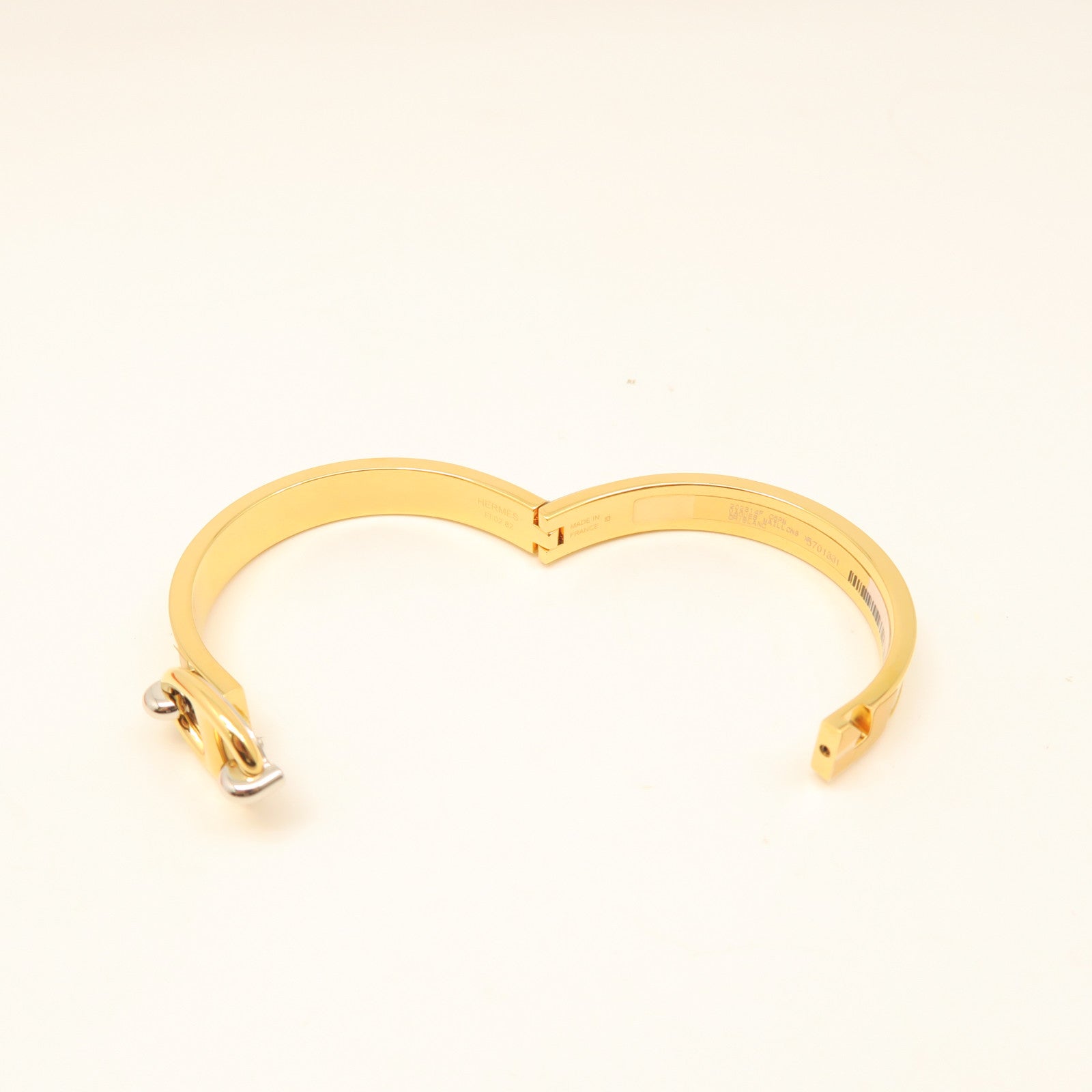 HERMES Metal/Ceramic Mini Clic CDA Bracelet Yellow/White