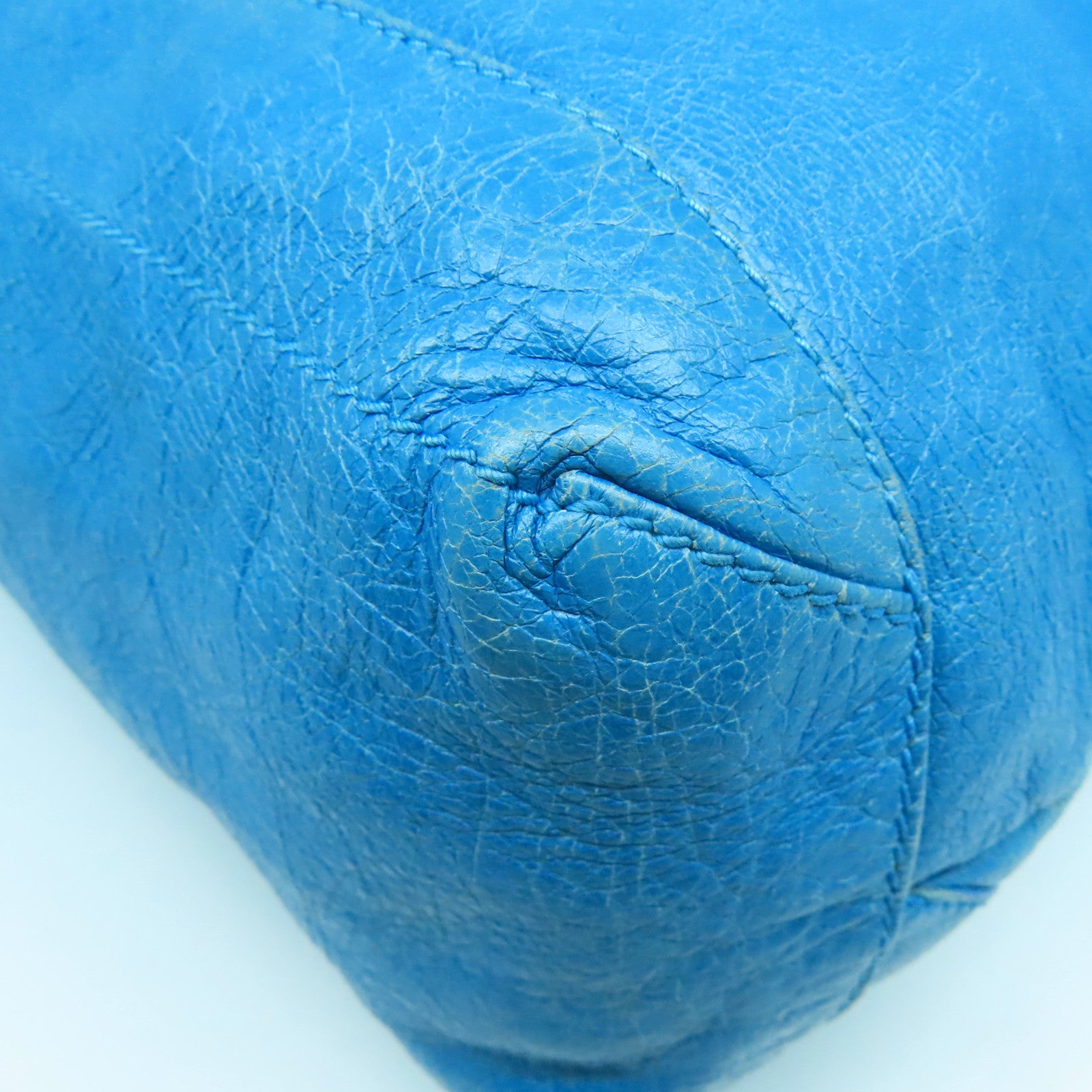 BALENCIAGA 牛皮皮革Giant Bag銀扣肩背袋藍色