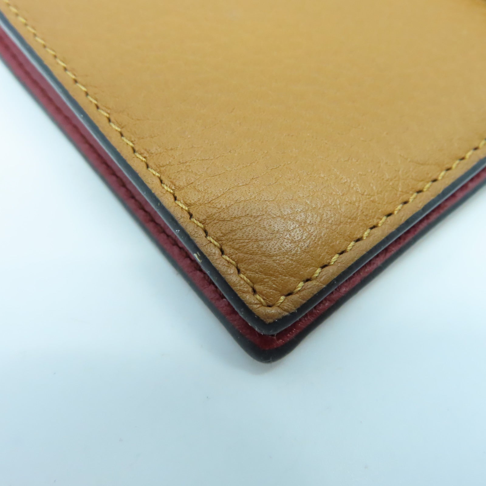LOEWE 牛皮皮革Wallet銀扣錢包棕色