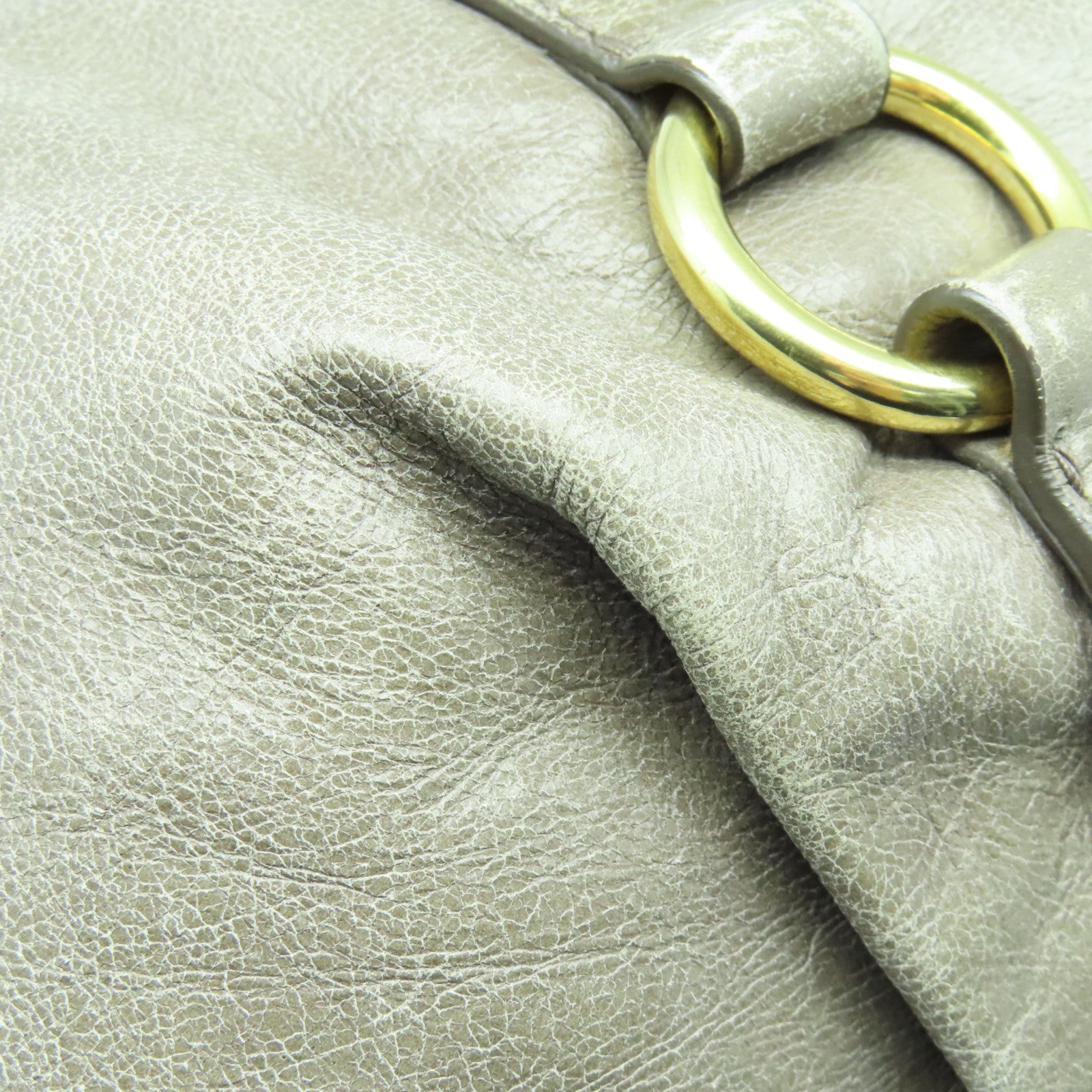 Miu Miu Cowhide Leather 2Way Shoulder Bag Gold Buckle Handle Shoulder Bag Gray