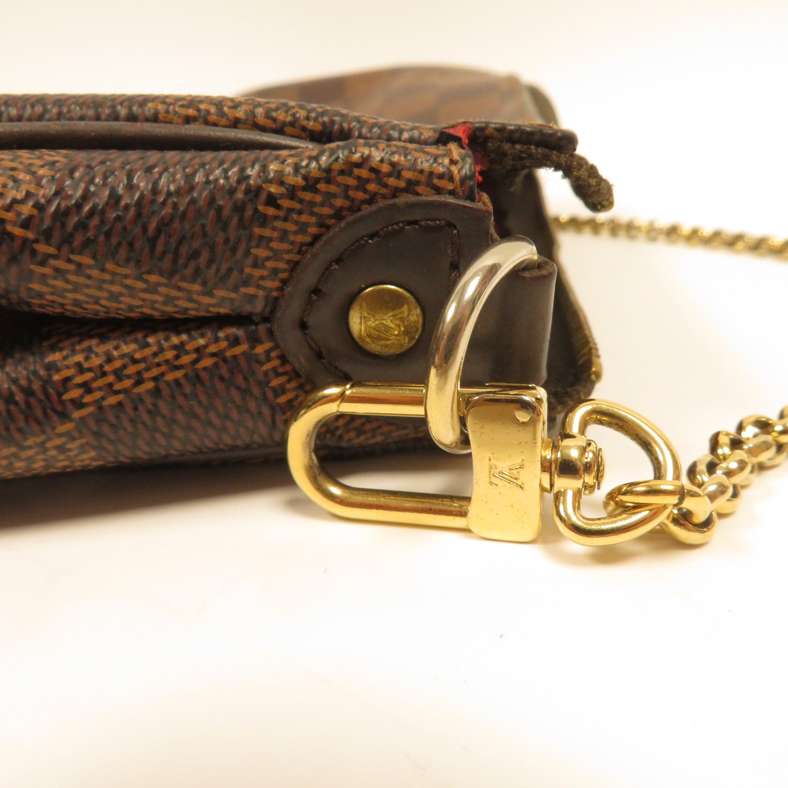 LOUIS VUITTON Damier Eva金扣鏈帶肩背袋啡色