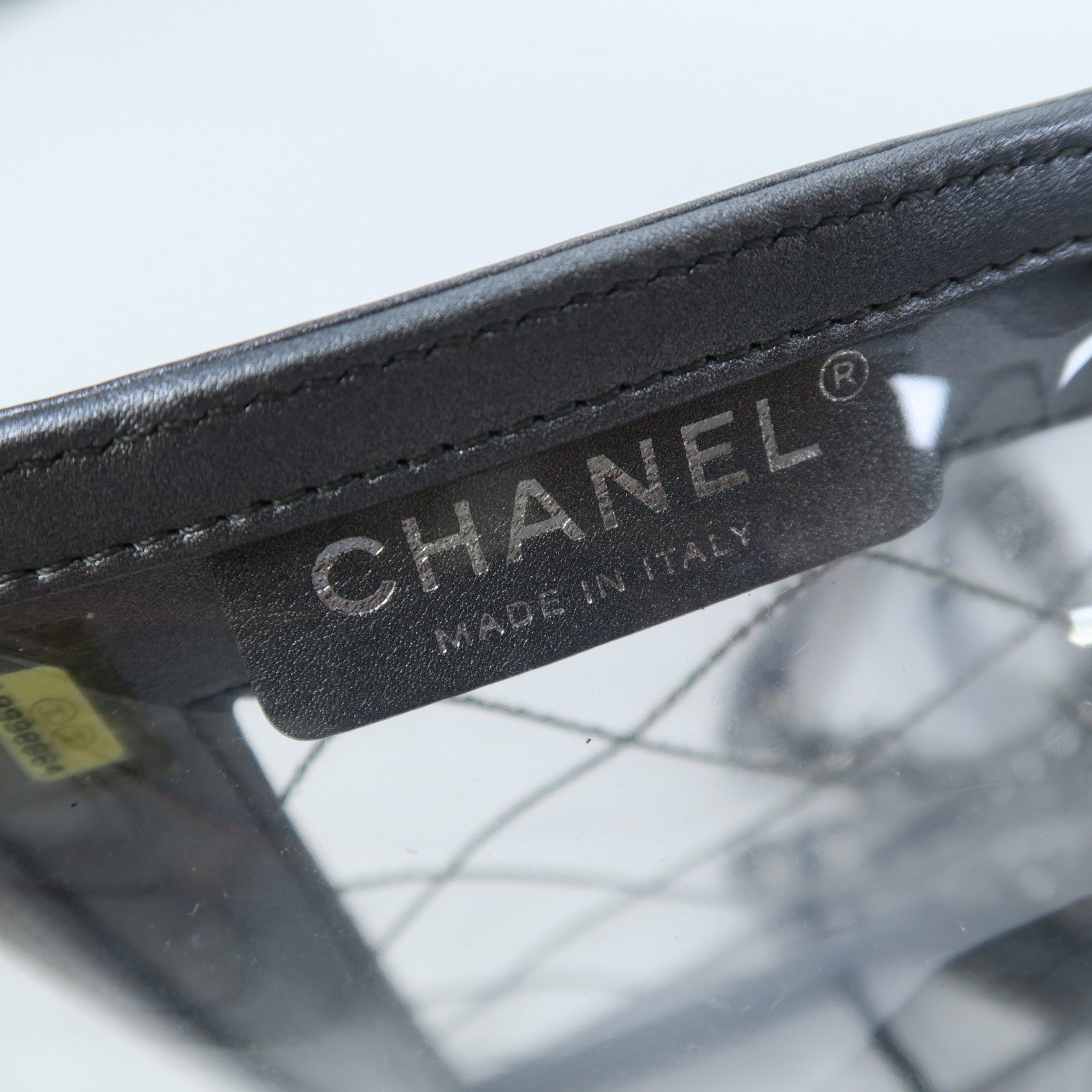 CHANEL PVC Boy Chanel銀扣鏈帶肩背袋灰色/透明