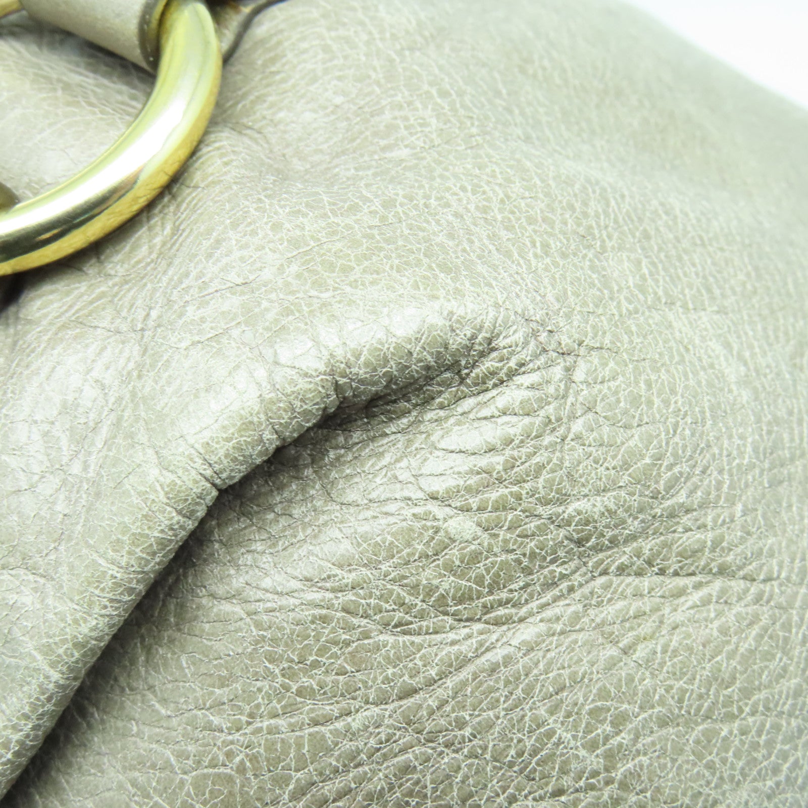Miu Miu Cowhide Leather 2Way Shoulder Bag Gold Buckle Handle Shoulder Bag Gray