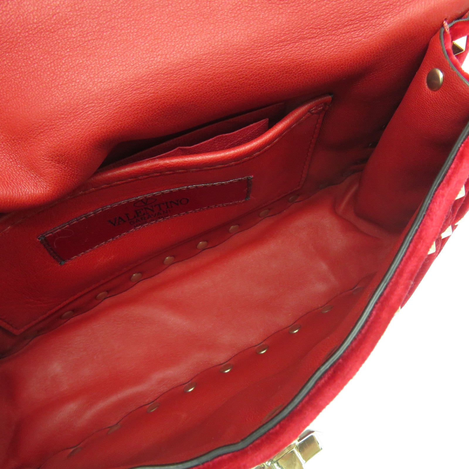 Valentino Velvet絨布Chain Bag金扣手挽肩背兩用袋紅色